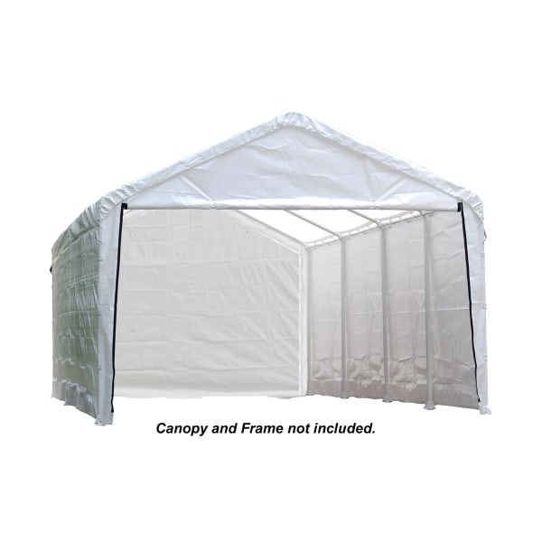 ShelterLogic Super Max Canopy Enclosure Kit - 12' x 26' Turn your canopy into a weatherproof shelter with the ShelterLogic Super Max Canopy Enclosure Kit. The UV-treated, fitted polyethylene construction delivers waterproof performance that boasts UPF 50 sun protection to stand up across the wide spectrum of weather conditions. Double-zipper front door rolls up to allow easy access, while bungee fasteners keep it out of the way when you're moving in and out. The ShelterLogic Super Max Canopy Enclosure Kit includes 1 rear panel, 2 side wall panels, 1 door panel, and bungee cords. Canopy and frame not included. Imported.   Lets you convert your canopy to an enclosed shelter  Durable, waterproof polyethylene construction  UV-treated to resist fading  UPF 50 sun protection  Convenient roll-up door  Bungee fasteners