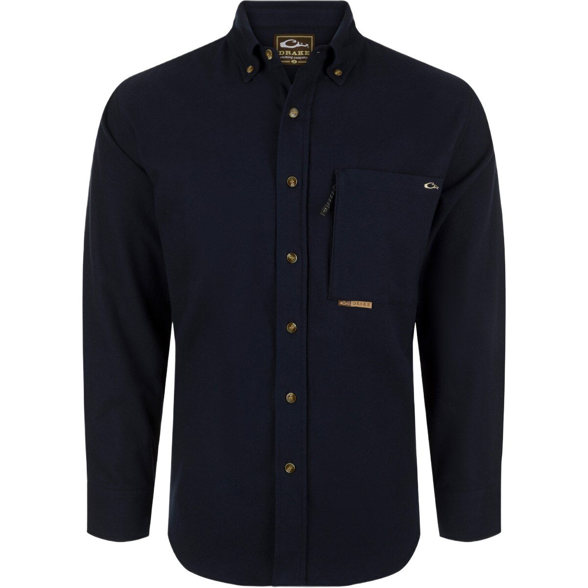 Drake Autumn Brushed Twill Long Sleeve Shirt - Night Sky Navy - XXXL