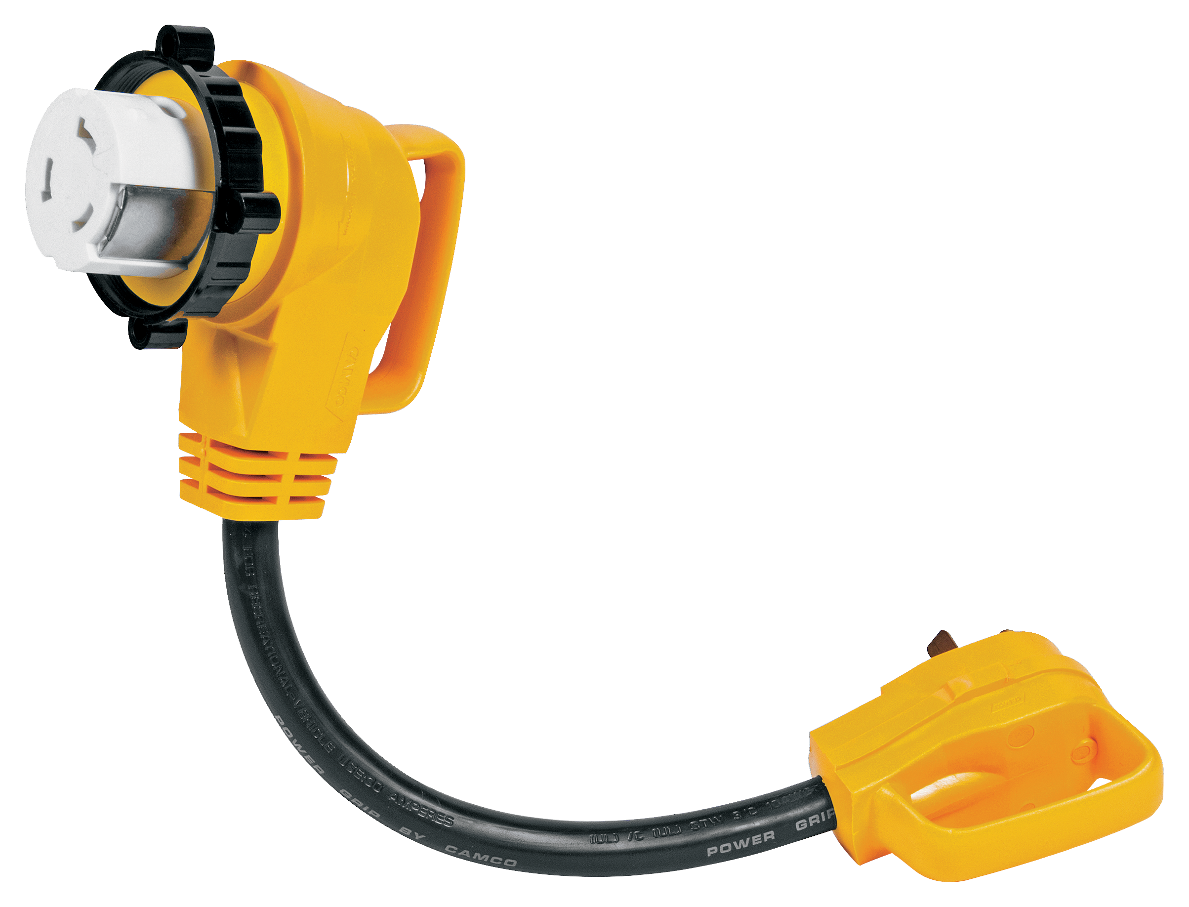 Camco RV Power-Converting Adapters - 30 Amp Male/50 Amp Male 90 Adapter