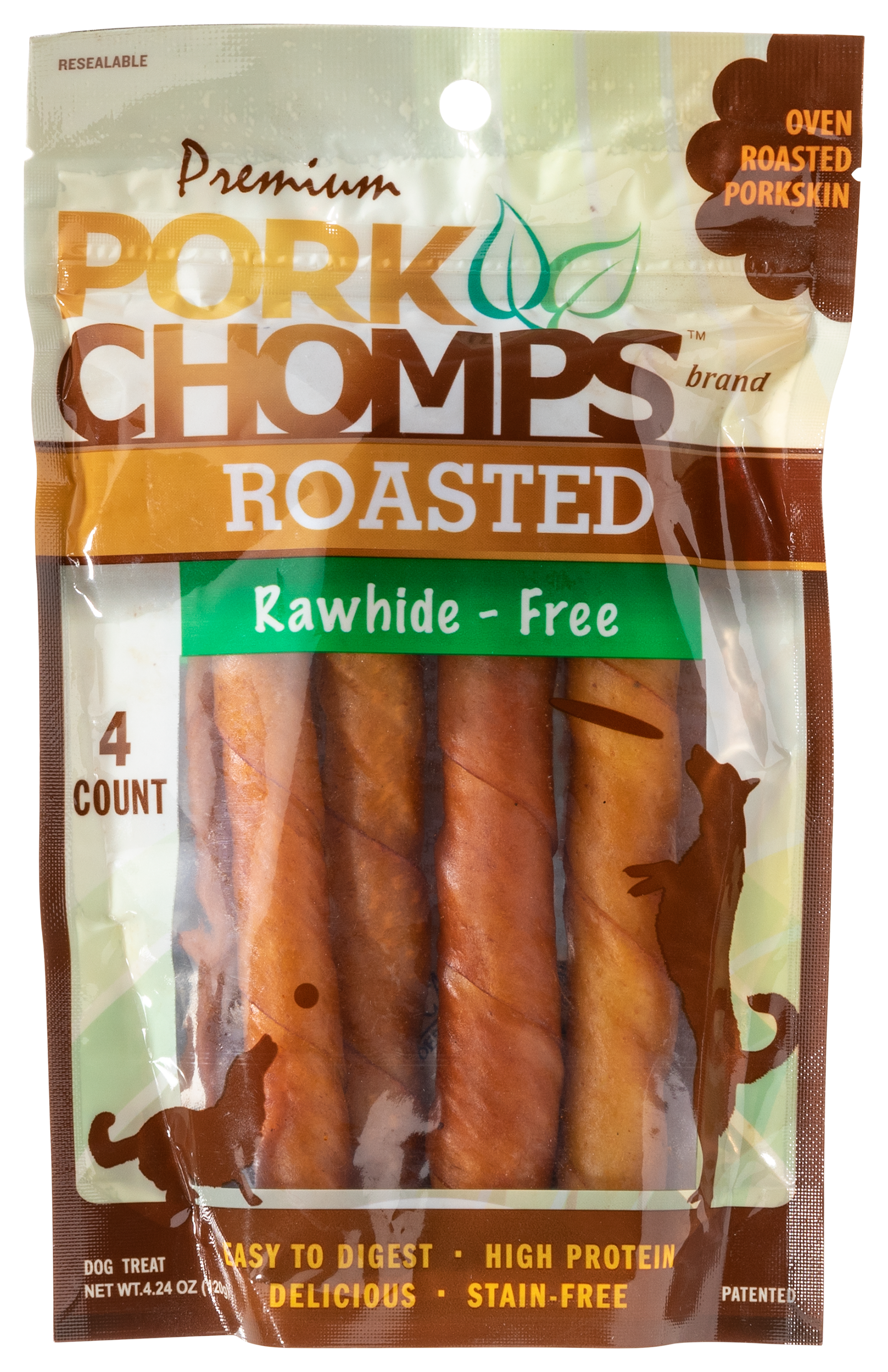 Pork Chomps Roasted Twistz Dog Treats - 4 Count - Pork Chomps