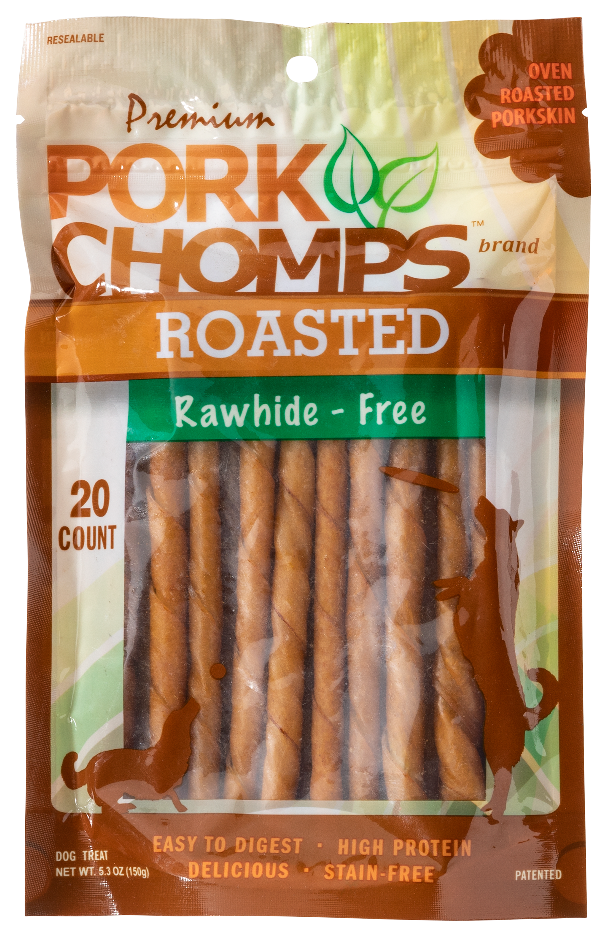 Pork Chomps Roasted Twistz Dog Treats - 20 Count - Pork Chomps