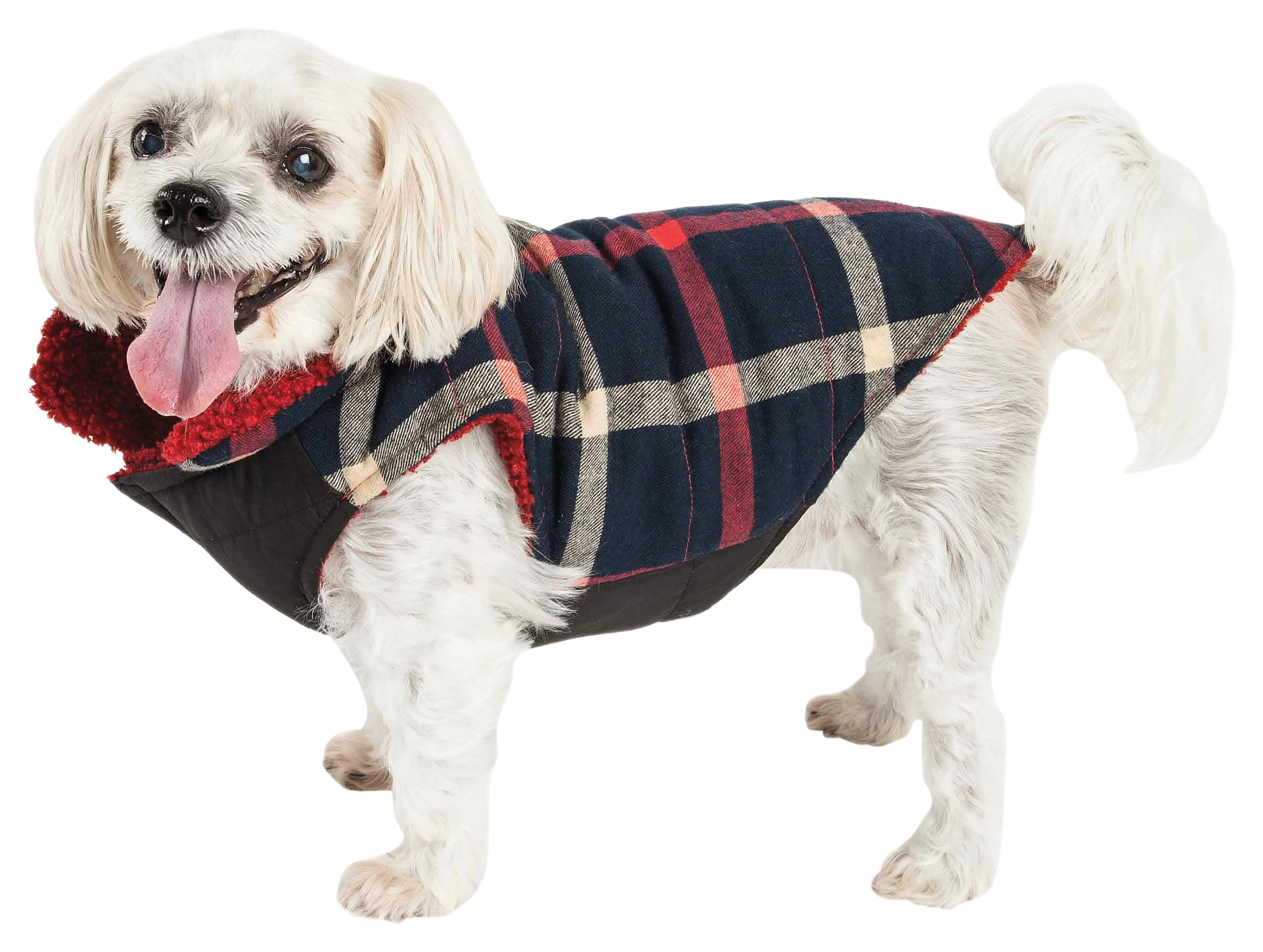 Pet Life Allegiance Insulated Plaid Jacket for Dogs - Blue/Red Plaid - Medium