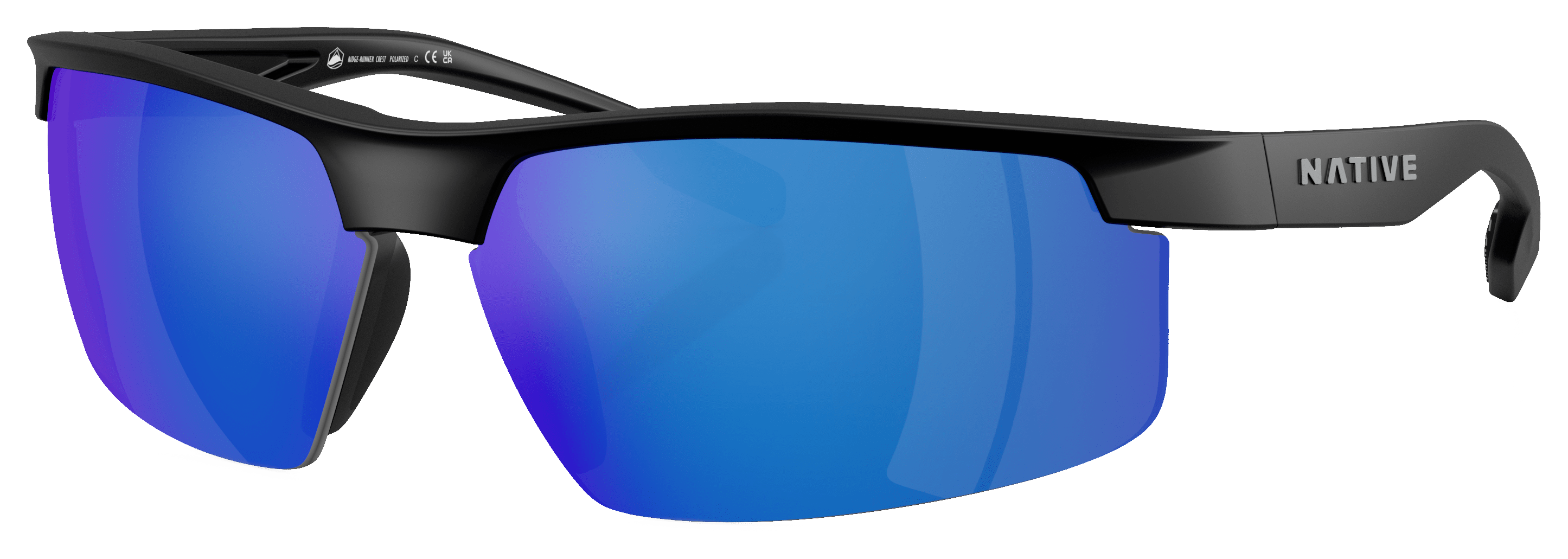 Native Eyewear Native Eyewear Ridge-Runner Crest Polarized Sunglasses - Matte Black/Blue Reflex Mirror - X-Large - $73.00 at Cabela's Program