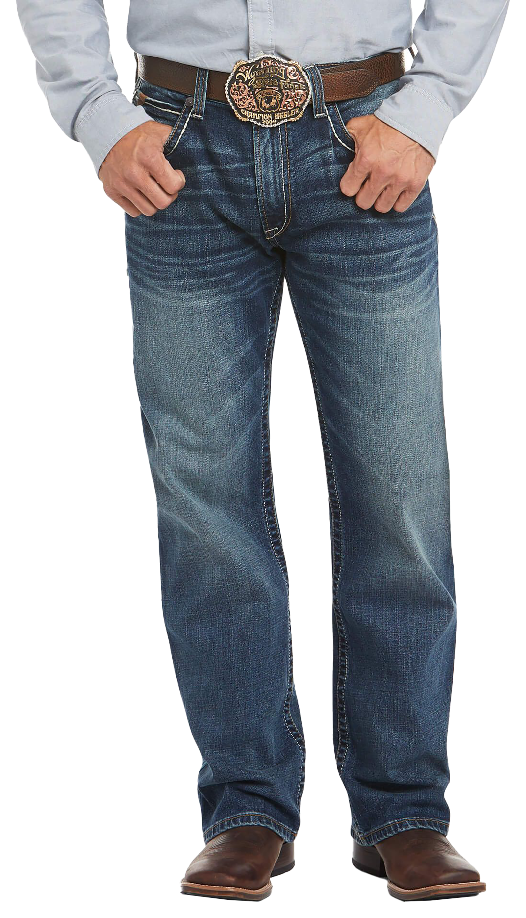 Ariat M4 Low-Rise Stretch Preston Boot-Cut Jeans for Men - Silverton - 36x34