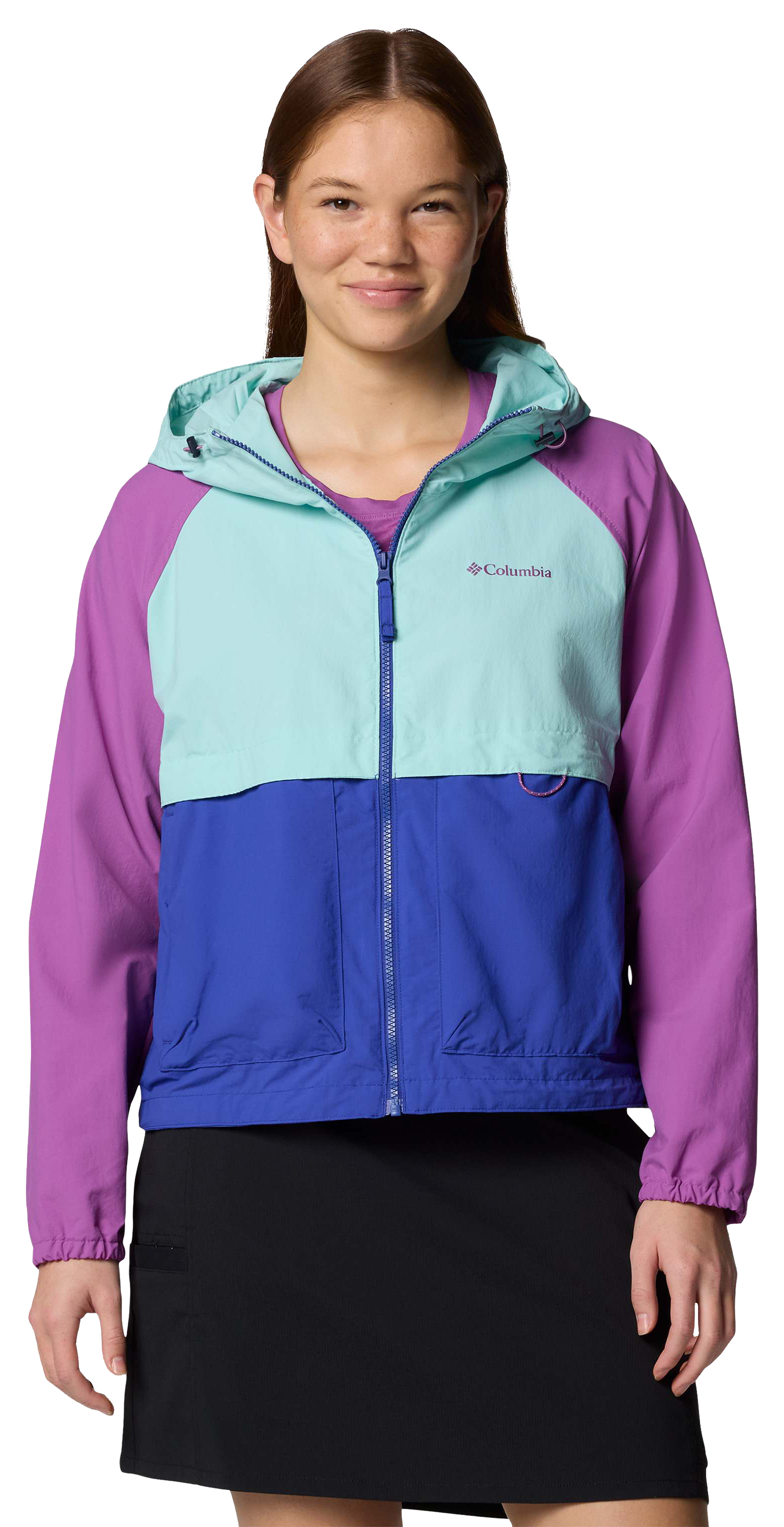 Columbia Spire Valley Windbreaker for Ladies - Clematis Blue/Spray/Razzle - L