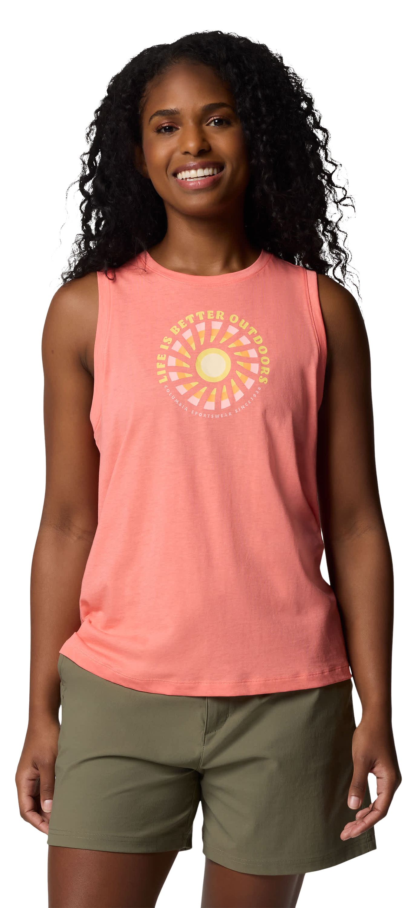 Columbia Ruby Springs Outdoor Life Graphic Tank for Ladies - Alpenglow/Outdoor Life - S - Columbia