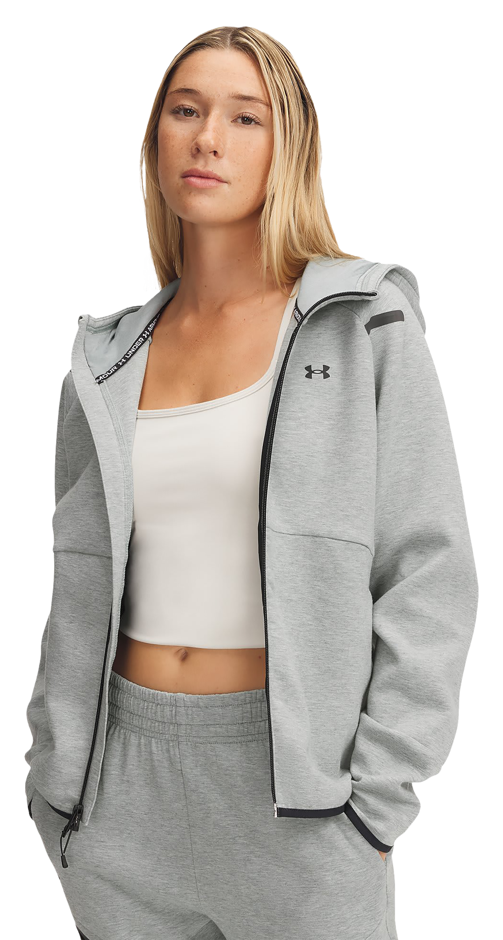 Under Armour Rival Fleece Long-Sleeve Hoodie for Ladies - Silica Green/Black - M