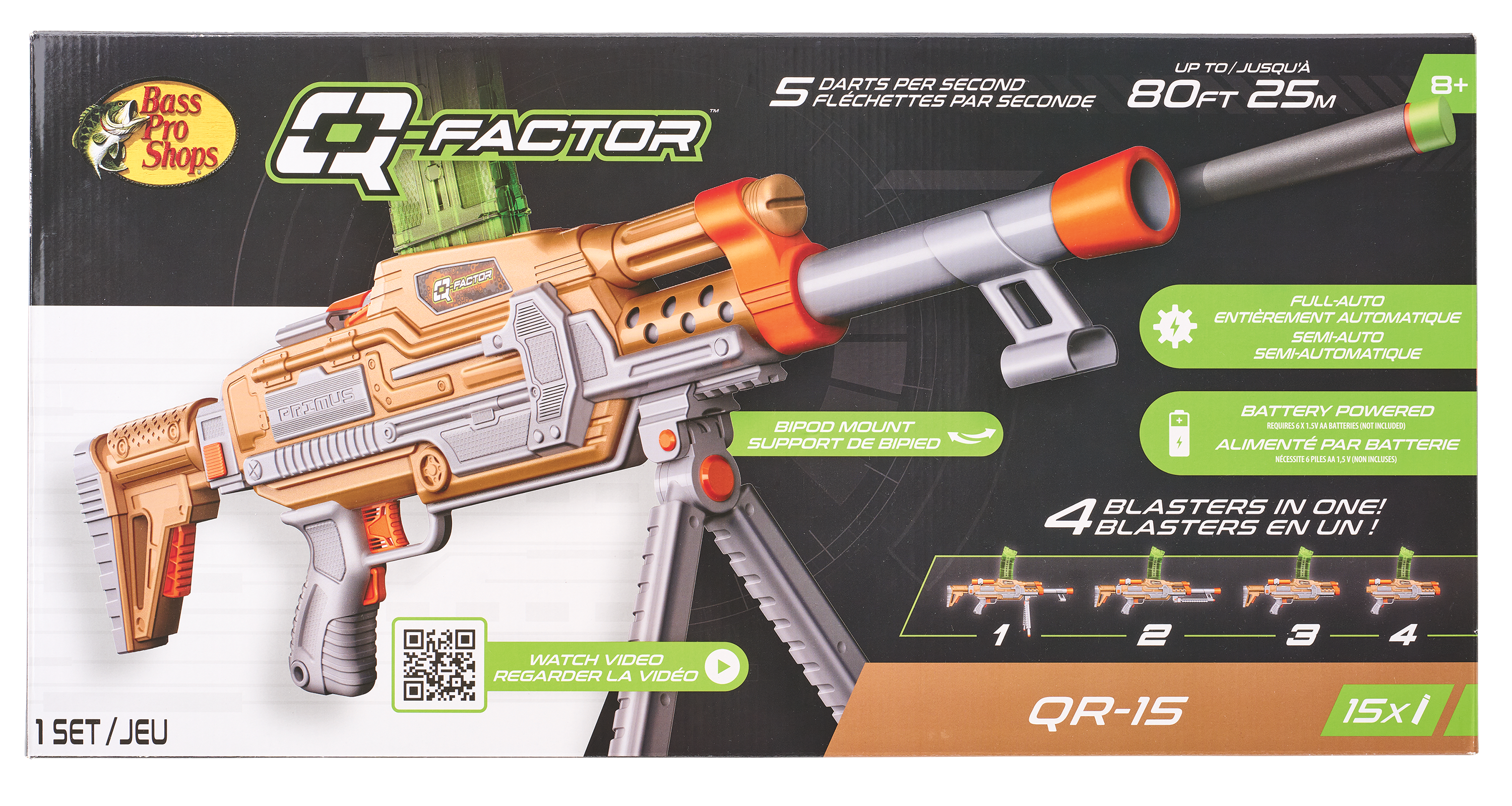 Q-Factor QR-15 Full-Auto Dart Blaster with Bipod