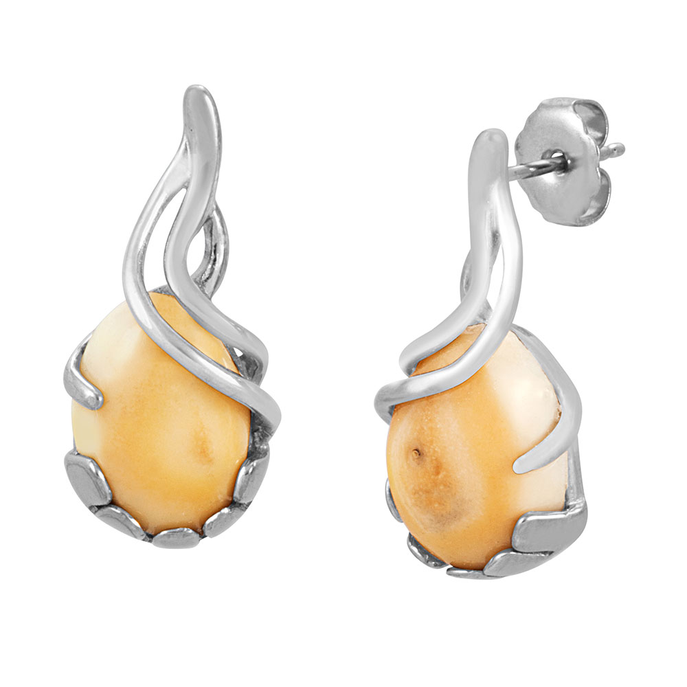 Frontier Collection Sterling Silver Elk Ivory Earrings