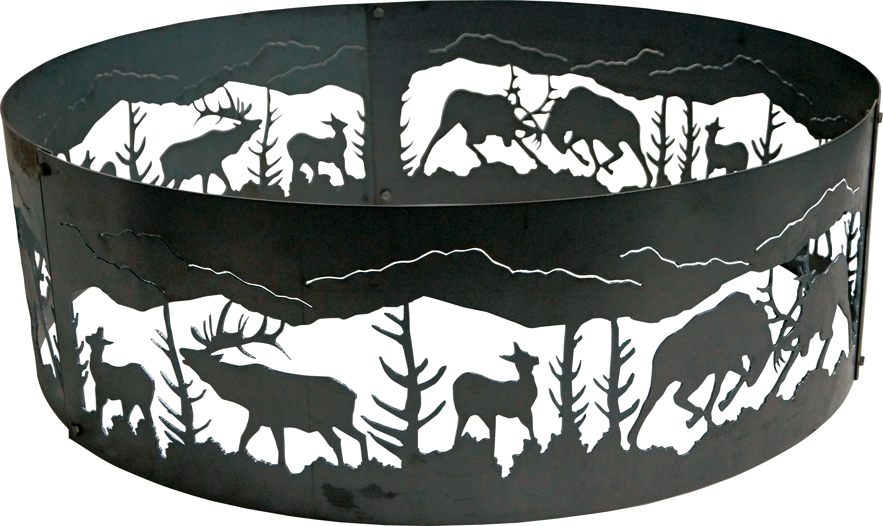 Image of P&ampD Metal Works Fighting Elk Campfire Ring - 30″ dia. x 12″H