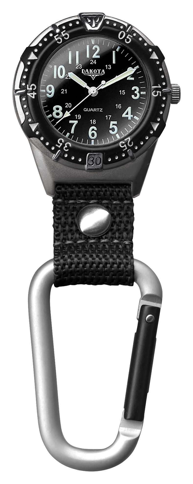 Dakota Aluminum Backpacker Clip Watch - Black