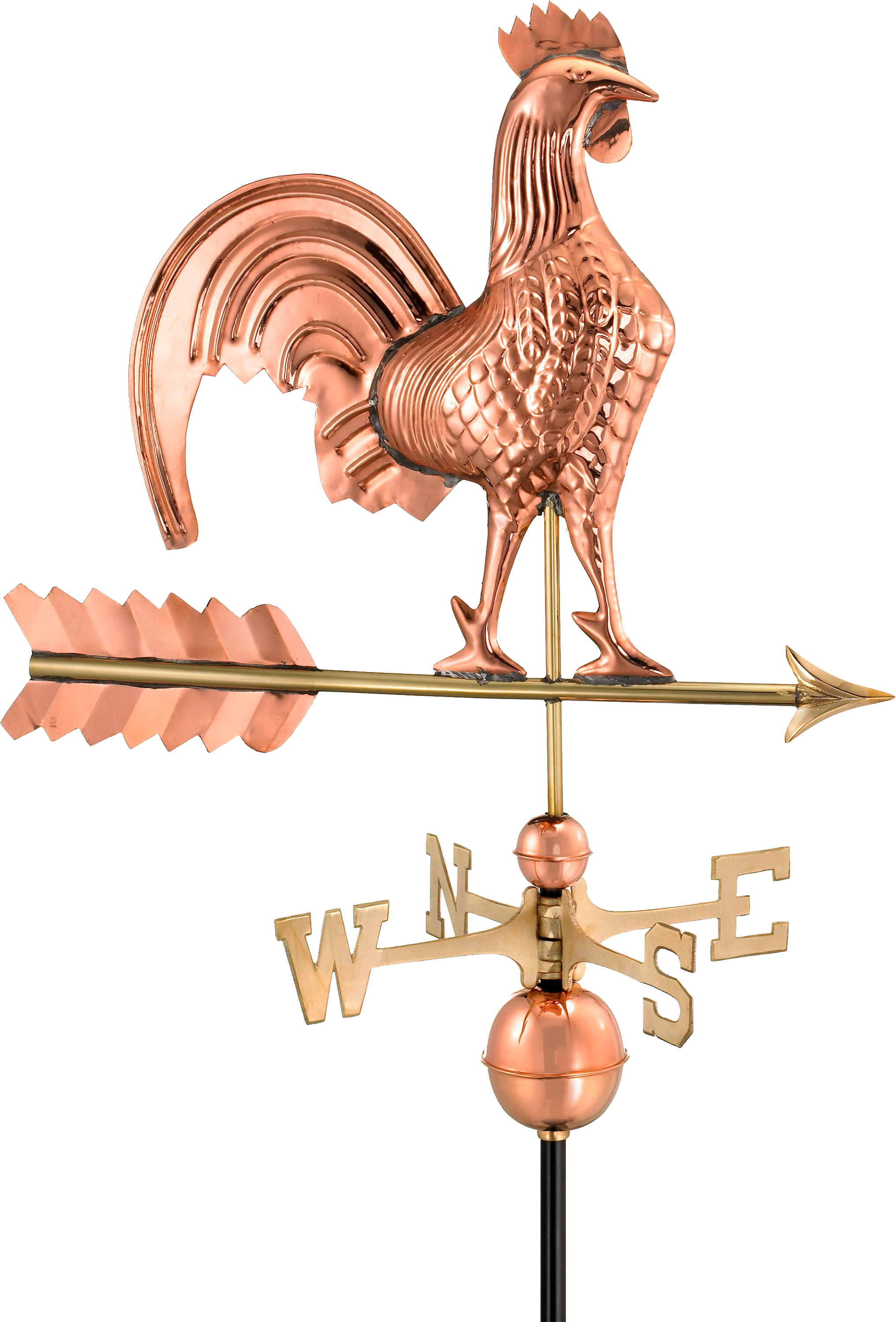 Good Directions Rooster Weathervane - Polished Copper