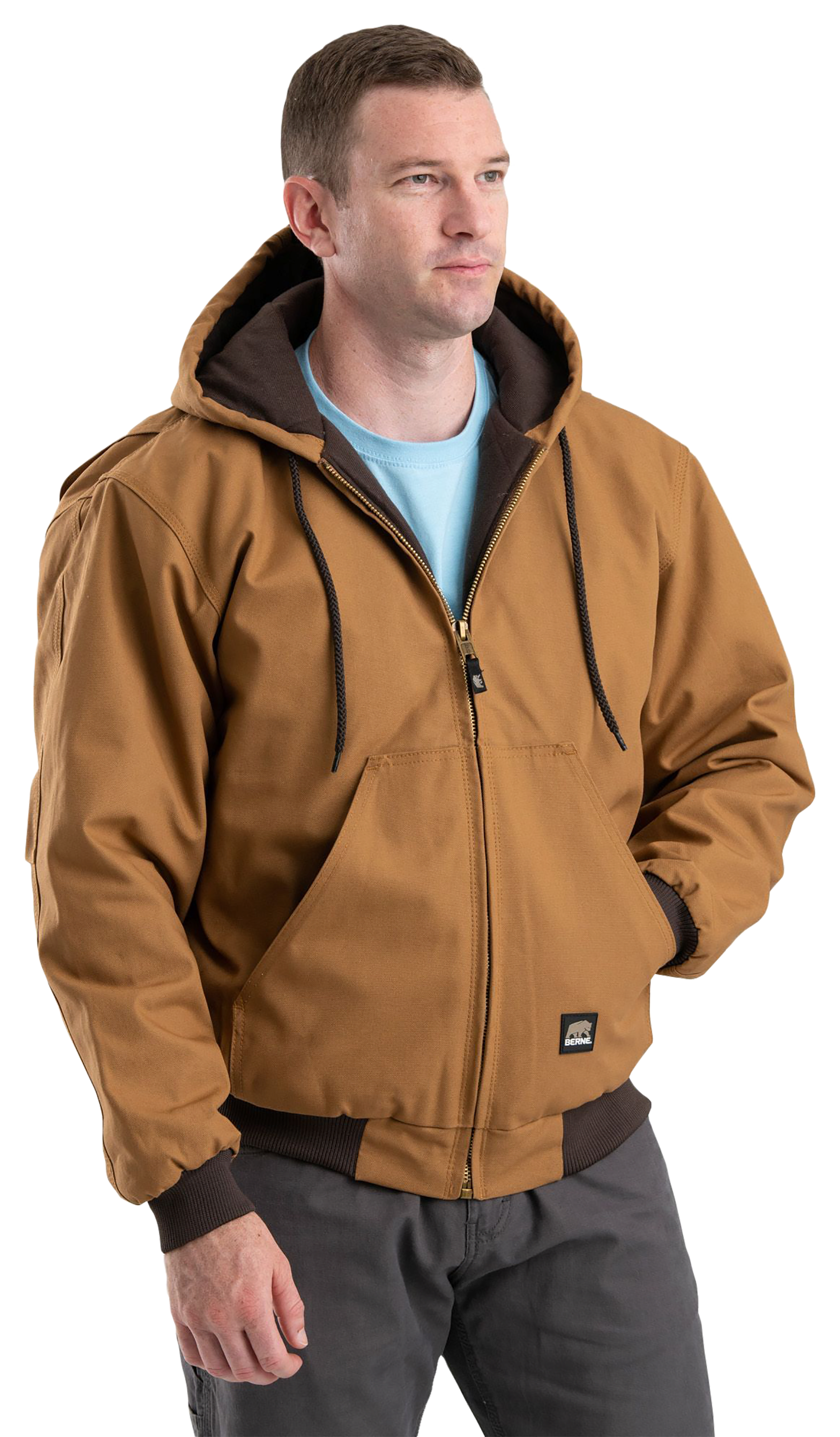 Image of Berne Original Hooded Jacket for Men - Duck Brown - LT