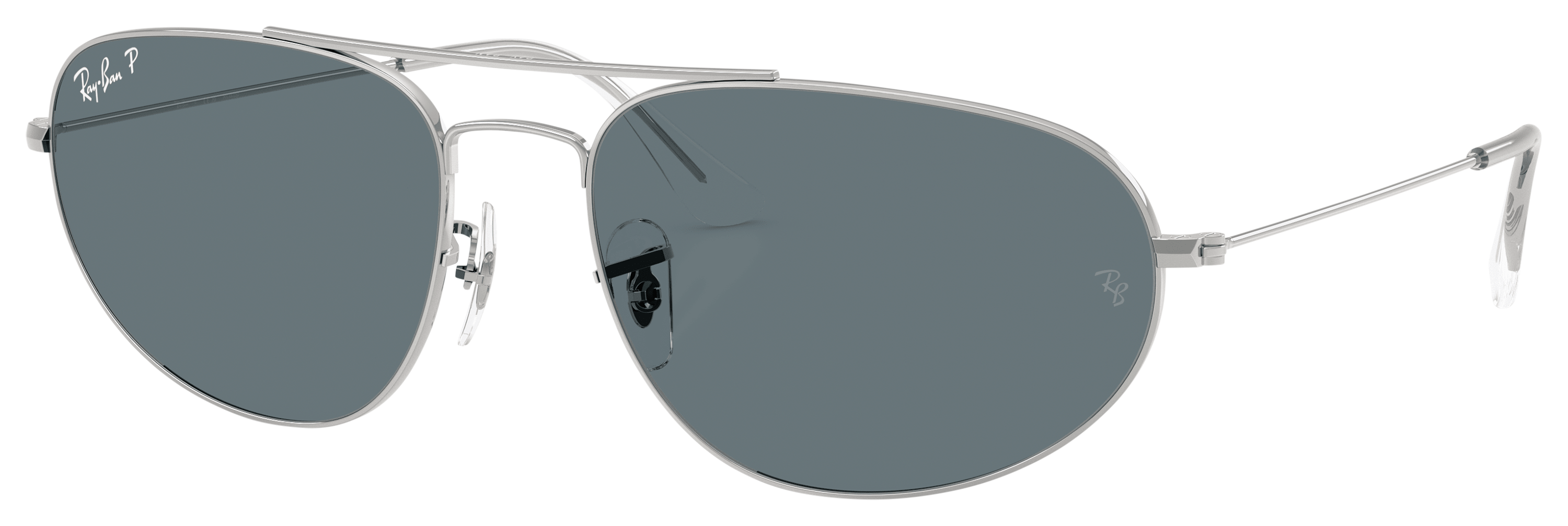Ray-Ban Explorer IV RB3945 Glass Polarized Sunglasses - Polished Silver/Dark Blue Classic - XX-Large