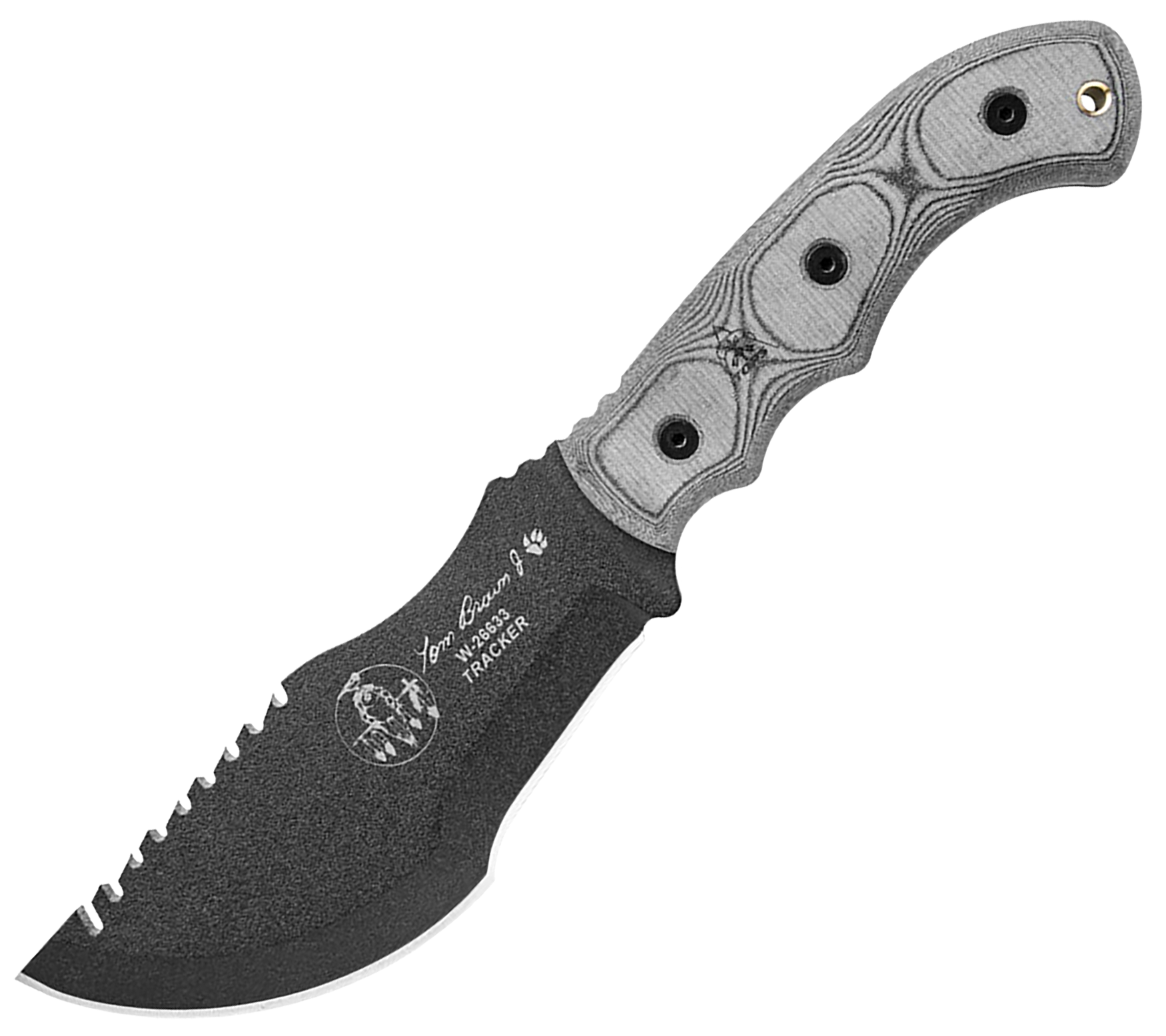 TOPS Knives Tom Brown Tracker Fixed-Blade Knife - Black Linen Micarta - TOPS