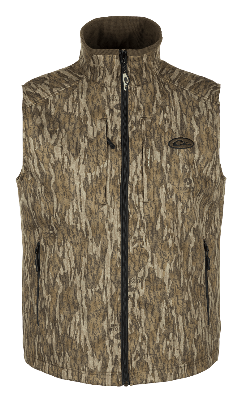 Drake Waterfowl MST Windproof Softshell Vest for Men - Mossy Oak Bottomland - XXL