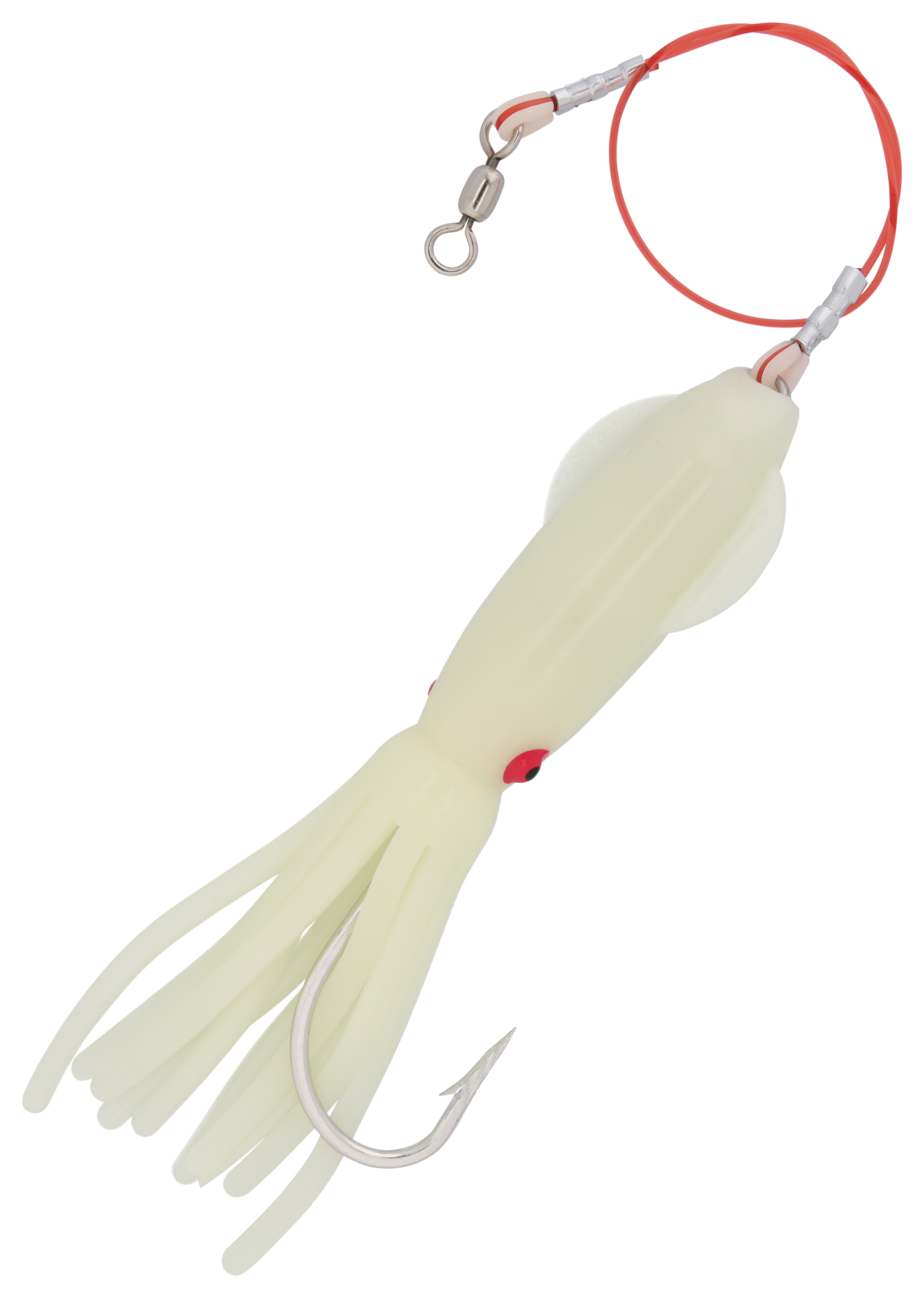 Fish Cracker Baits Rattlin Squid J-Hook Rig - Glow