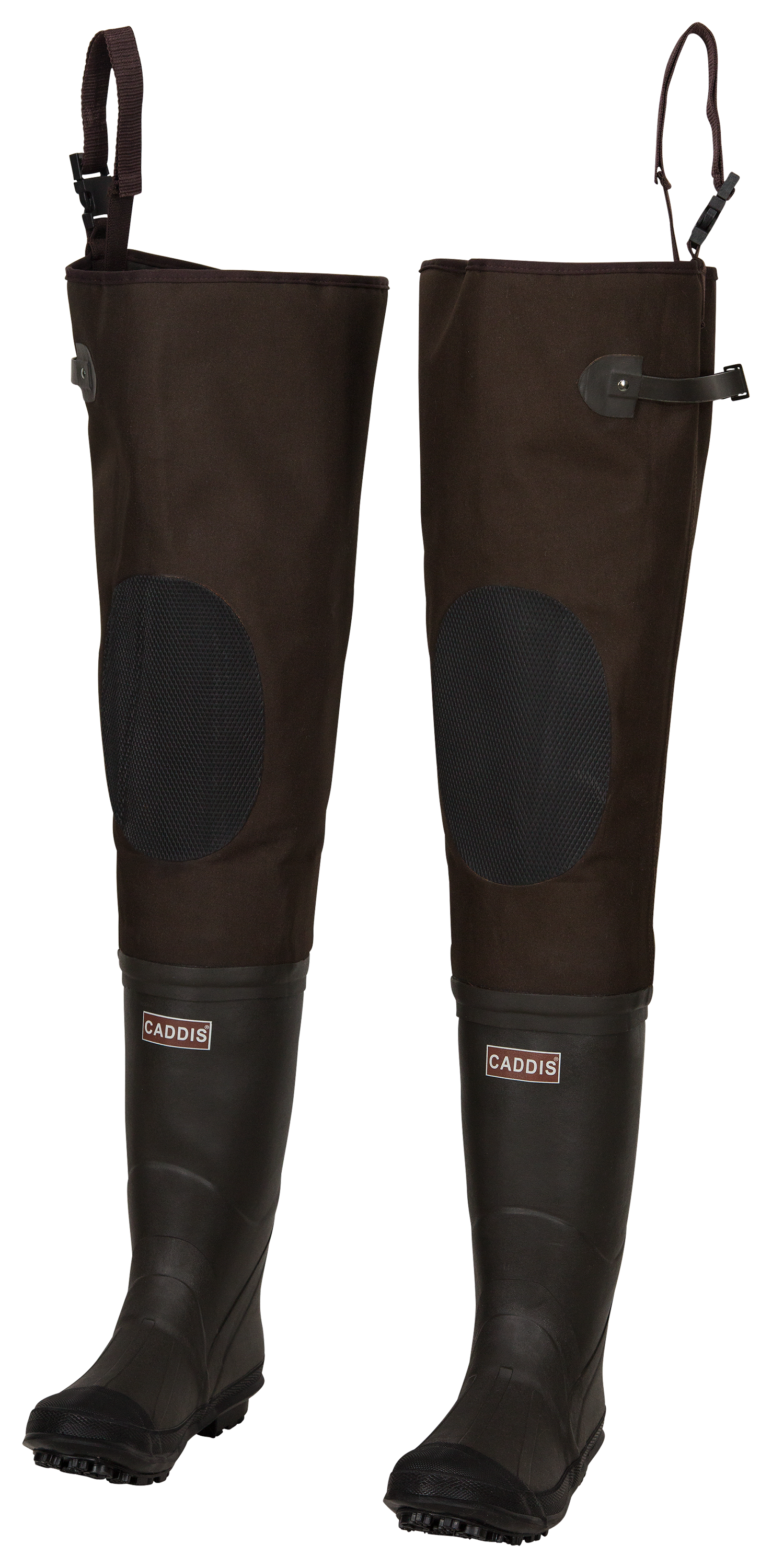Caddis Rubber Lug Sole Hip Boots with Knee Harness for Men - Brown - 5