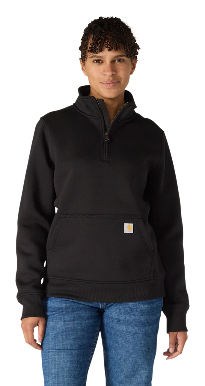 Carhartt Relaxed-Fit Midweight Quarter-Zip Mock-Neck Sweatshirt - Black