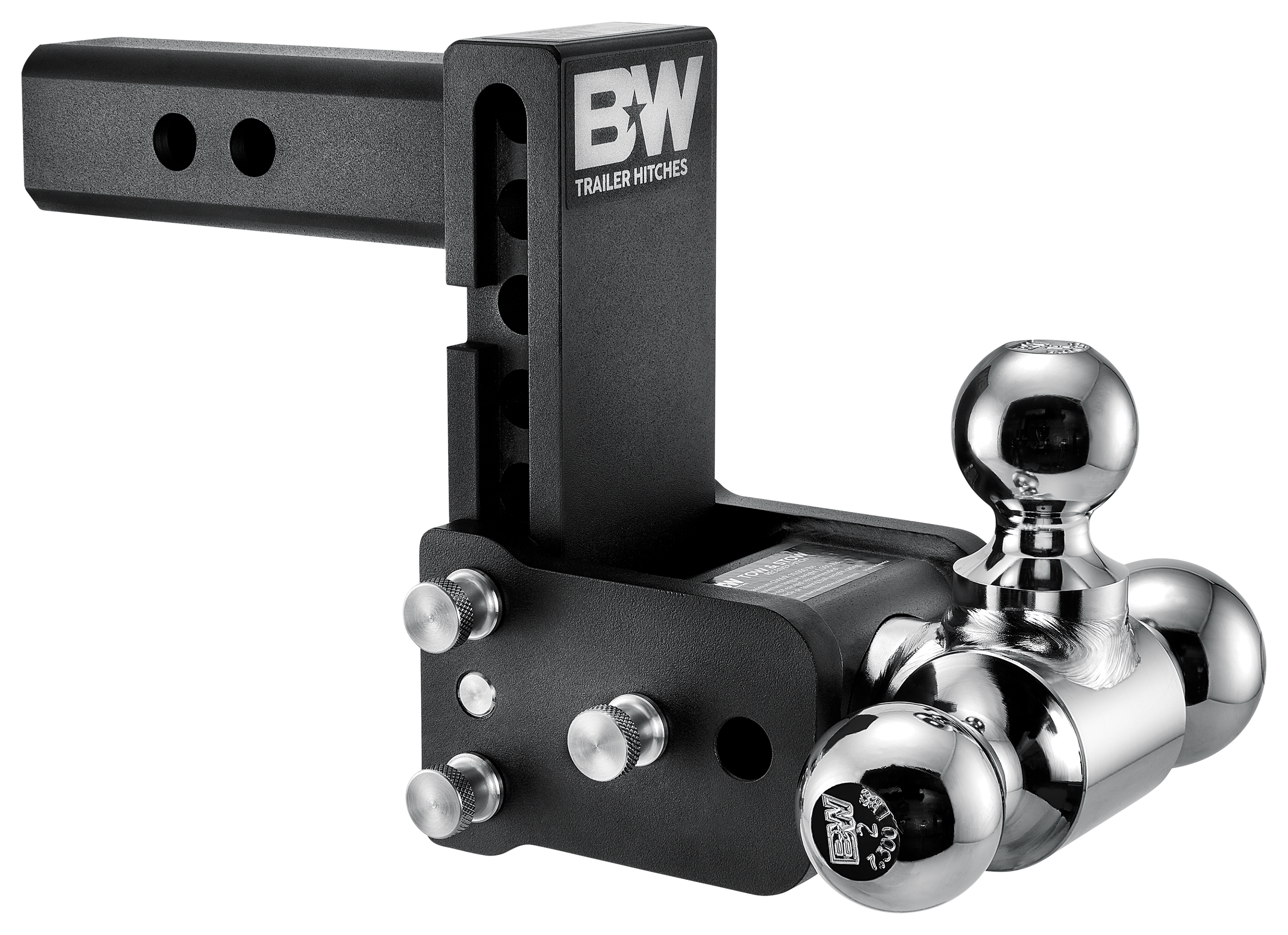 B&ampW Trailer Hitches Tow &Stow Receiver Hitch - Tri-Ball 2″ Shank - 5″ Drop/5.5″ Rise - B&W Trailer Hitches