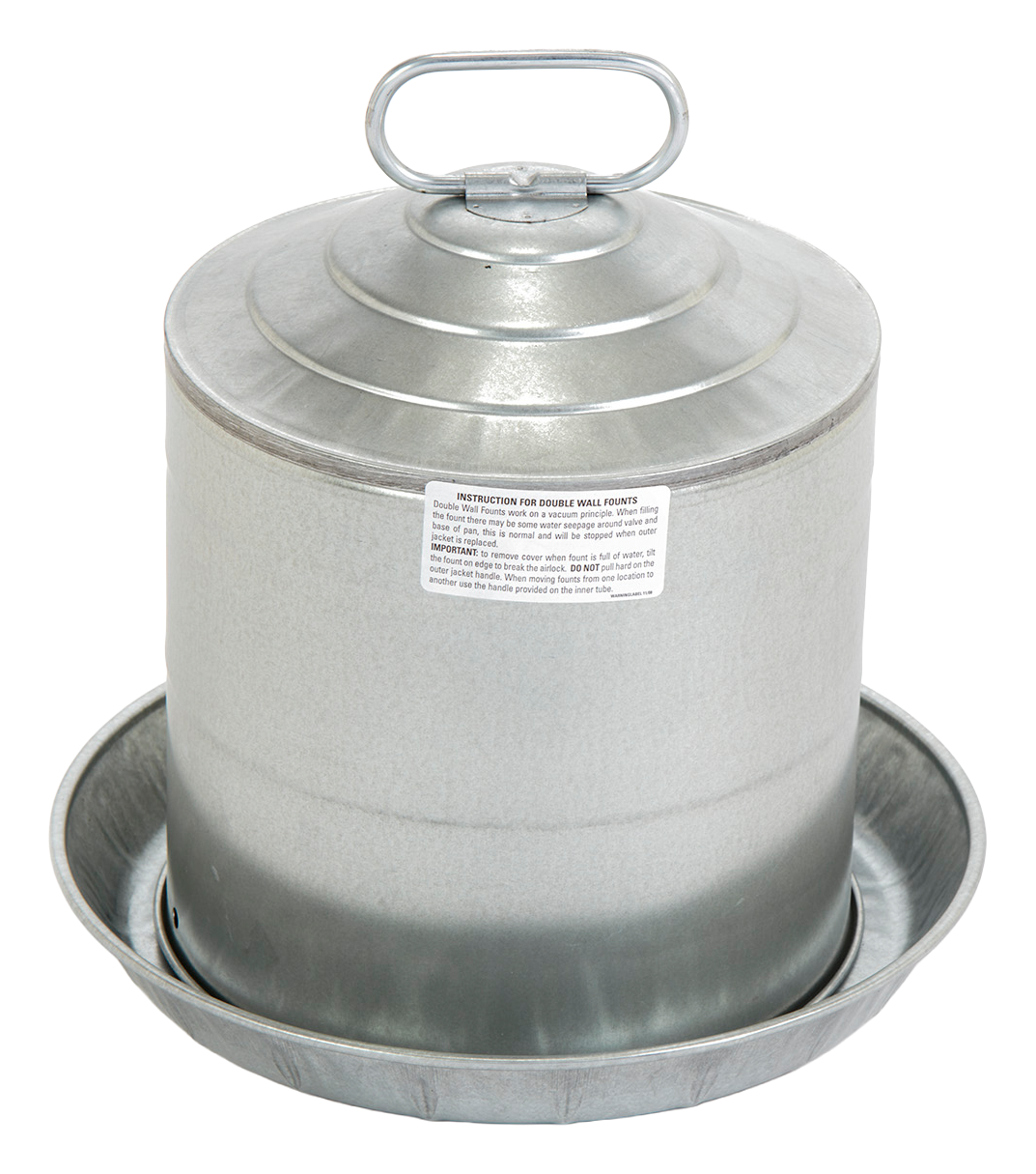 Little Giant Double Wall Metal Poultry Fount - 2 gal. - 12.25? dia. x 10.75?H