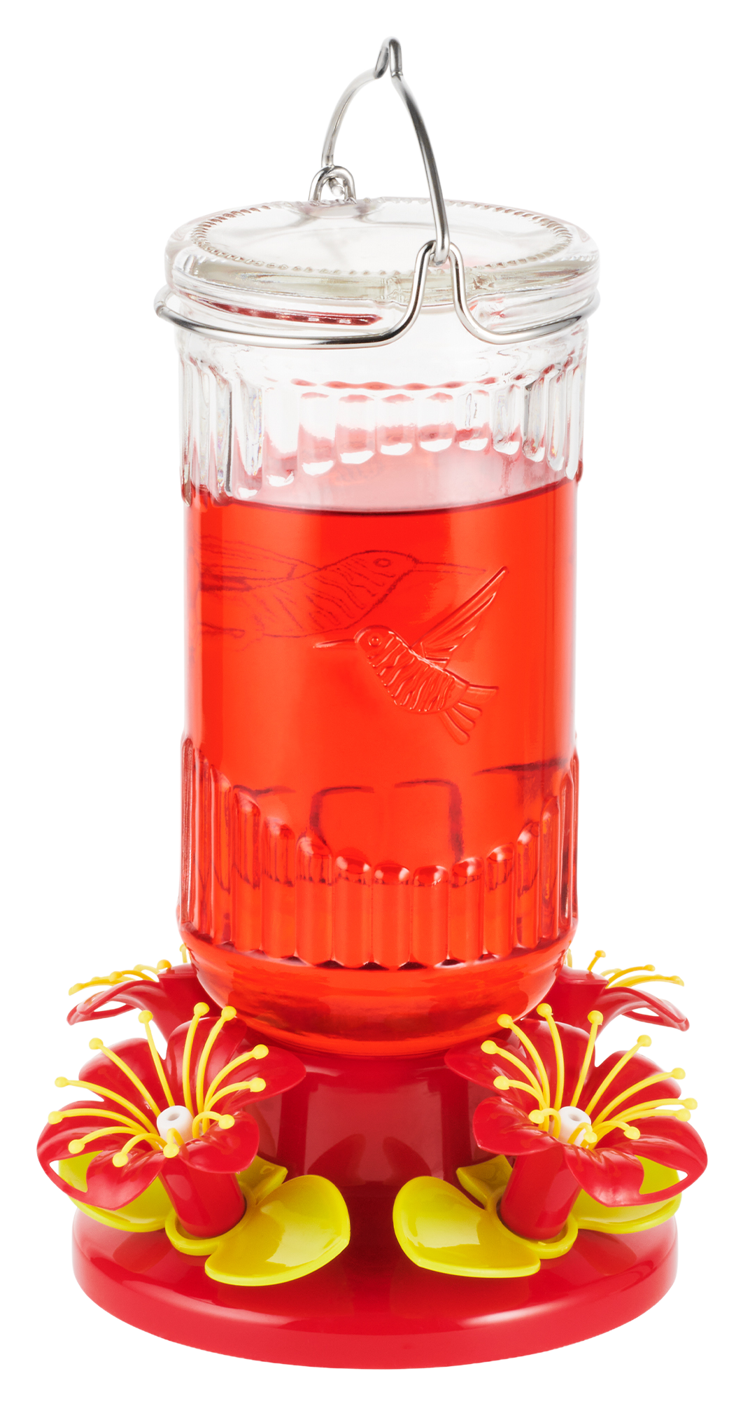 North States 26 oz. Glass Hummingbird Feeder - Red