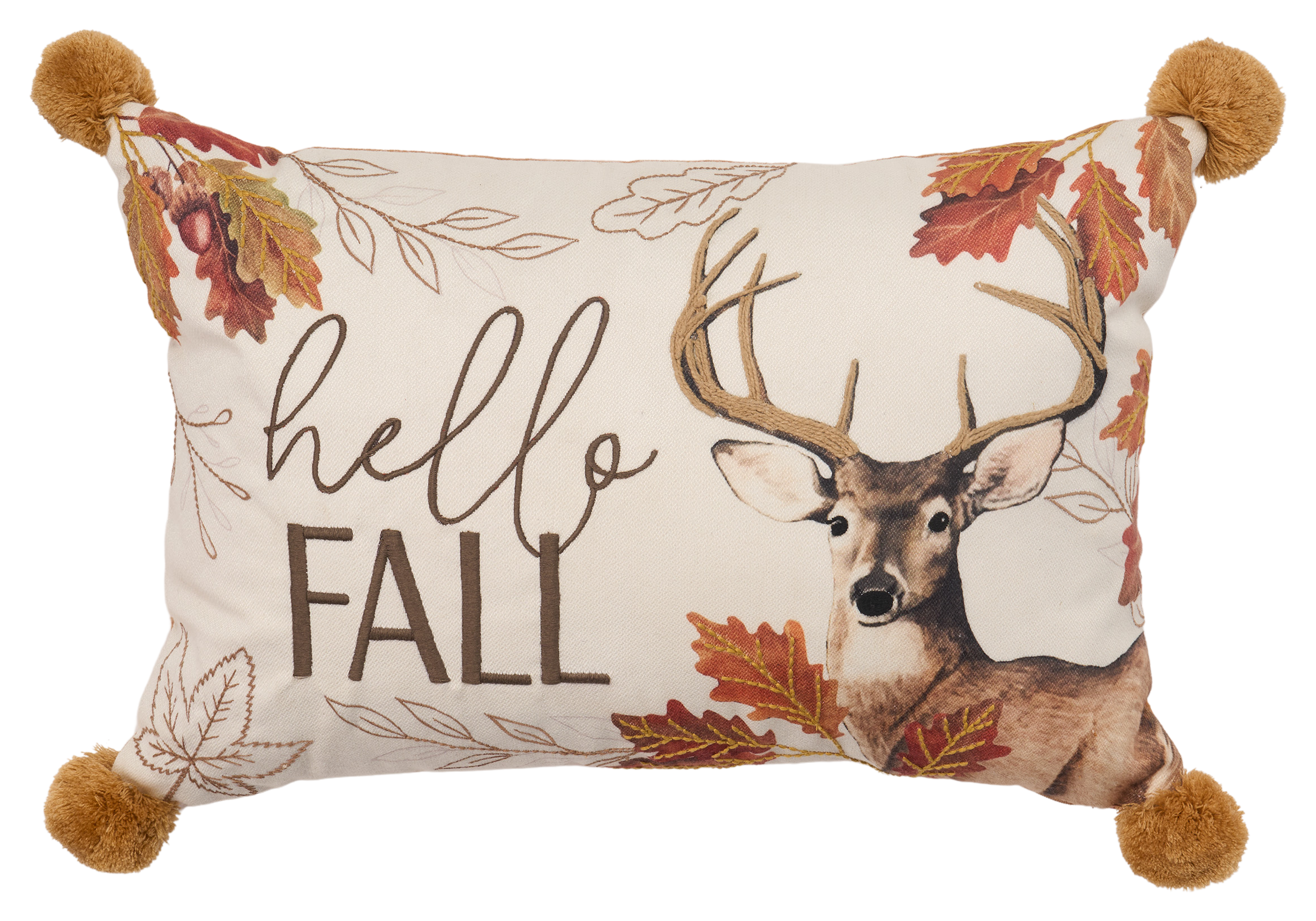 White River Home Hello Fall Embroidered Lumbar Pillow