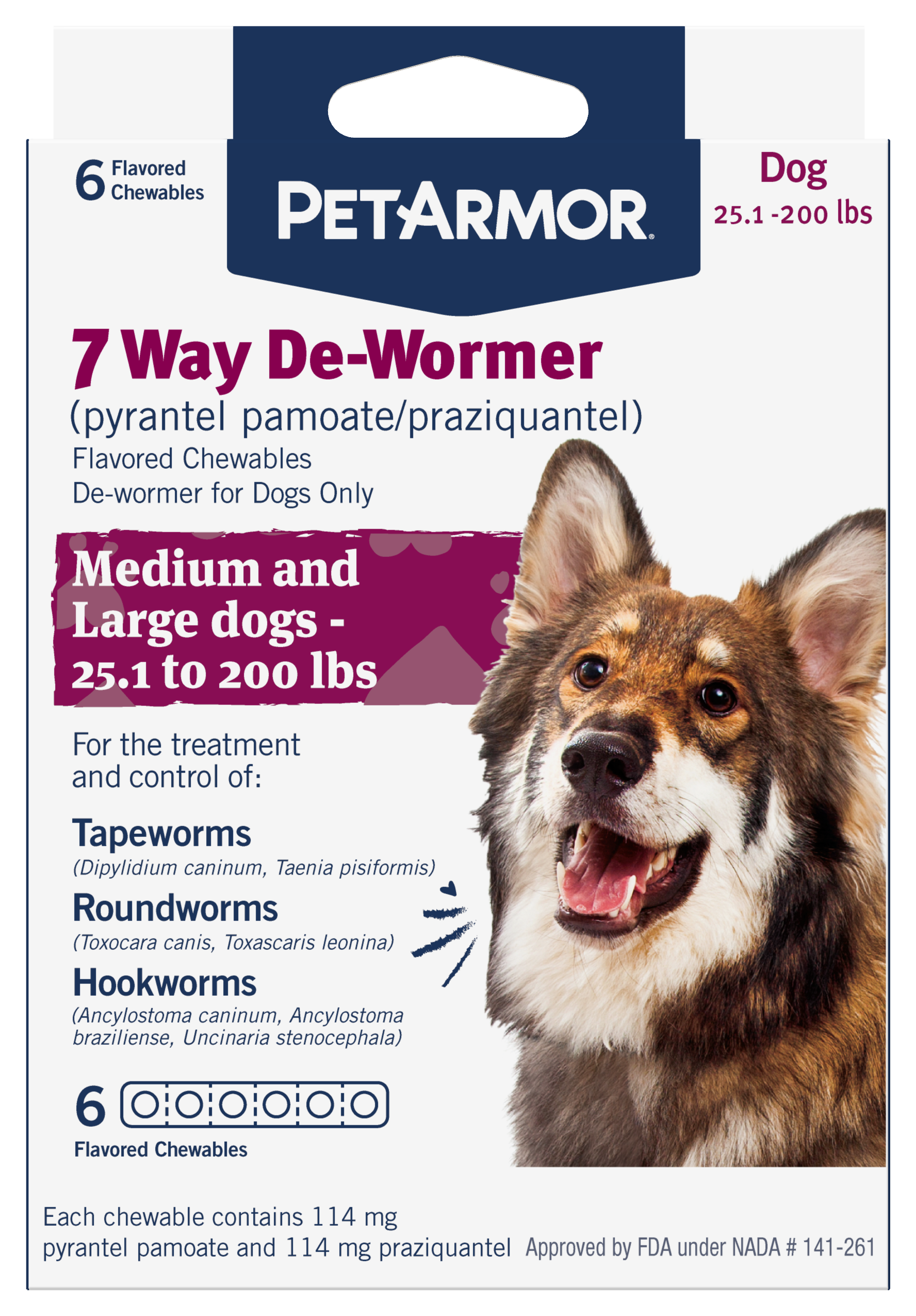 PetArmor Dog 7 Way De-Wormer for Medium and Large Dogs