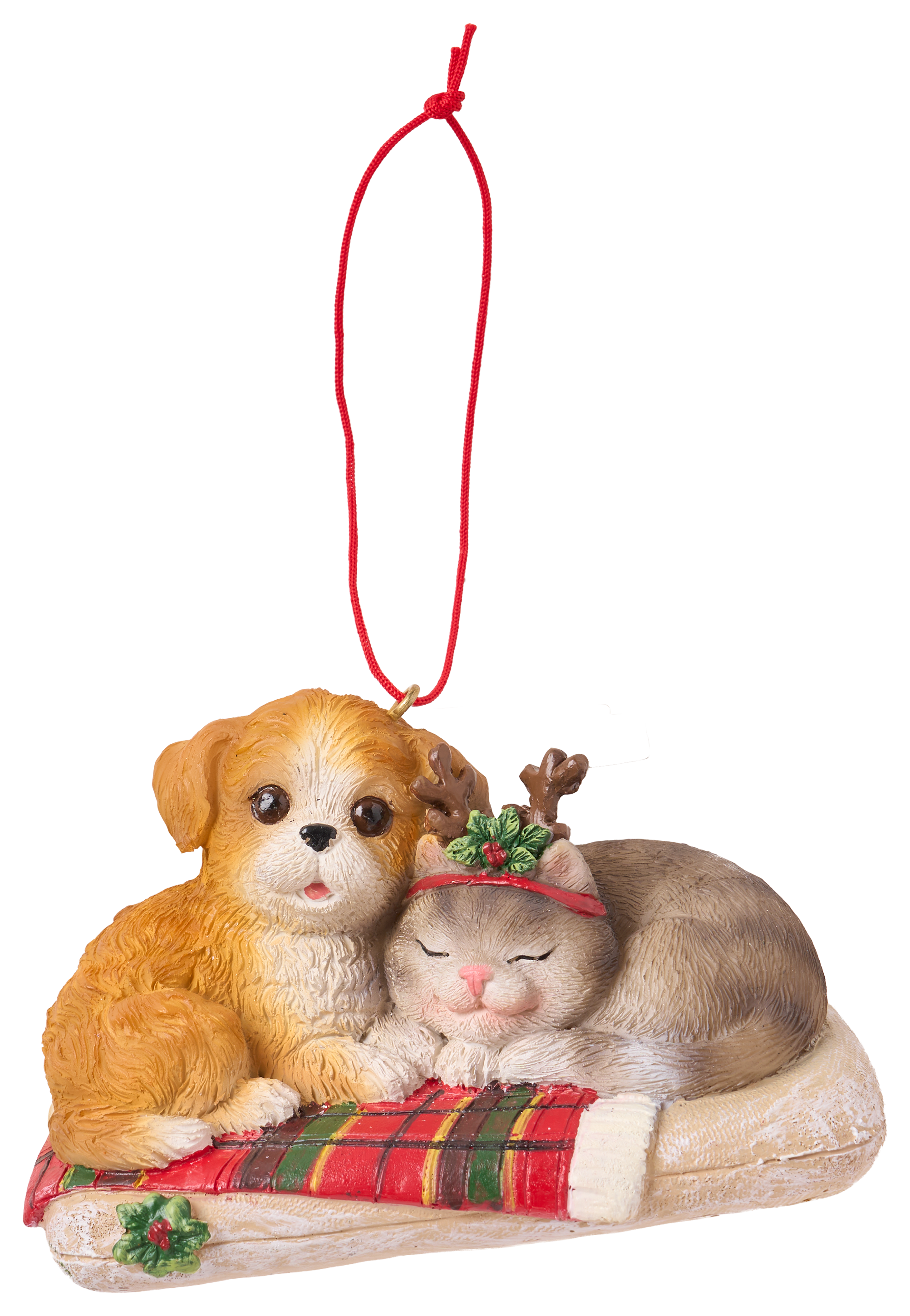 ass Pro Shops Plaid Blanket Puppy &Kitty Ornament
