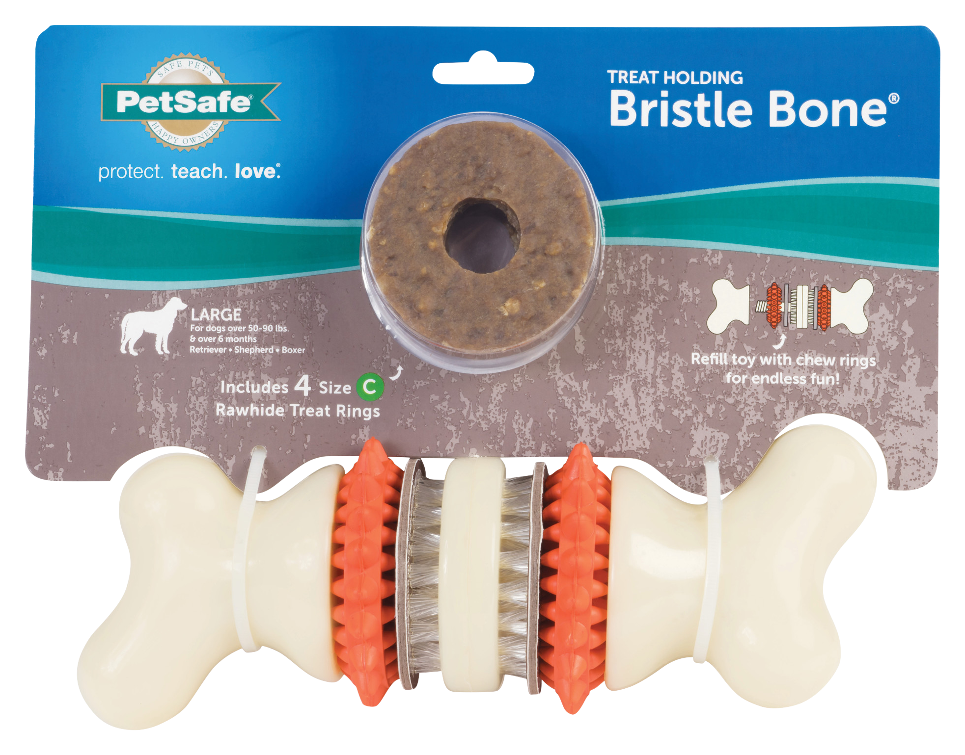 PetSafe Busy Buddy Bristle Bone for Dogs - Orange - Large - PetSafe