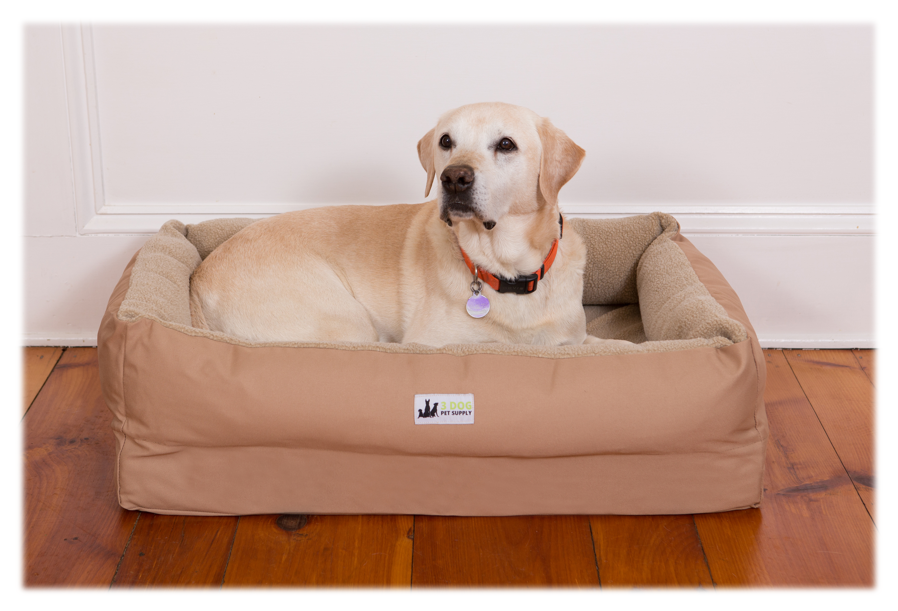 3 Dog Pet Supply EZ Wash Fleece Lounger Dog Bed - Tan - 35'x25'x10' - 3 Dog Pet Supply