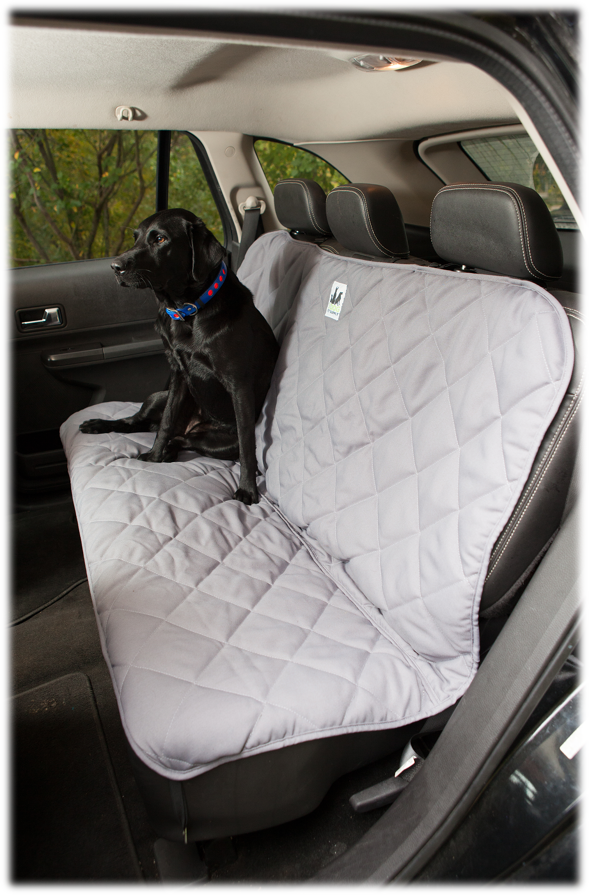 3 Dog Pet Supply Quilted Back Seat Protector - Grey - 3 Dog Pet Supply