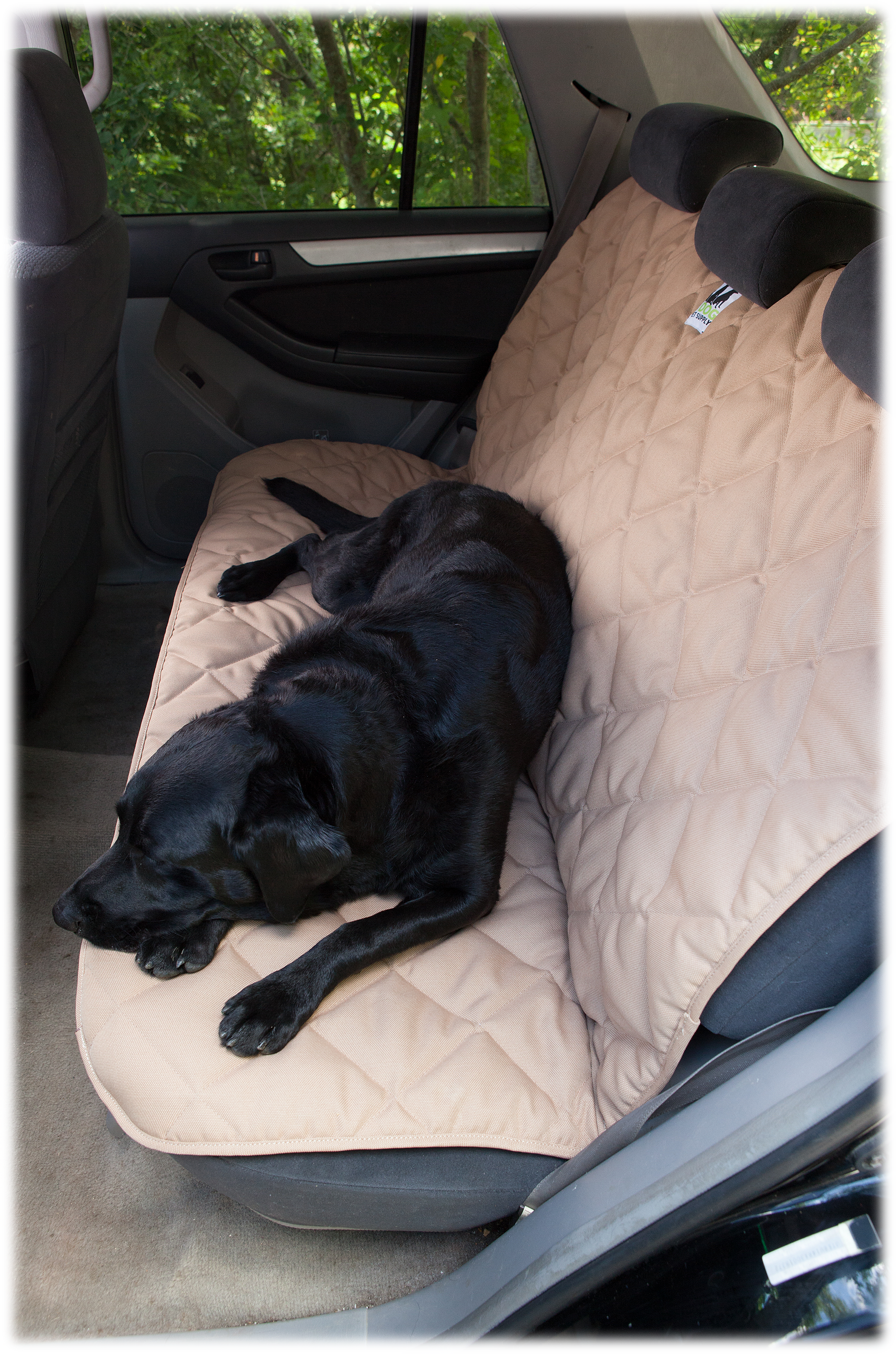 3 Dog Pet Supply Quilted Back Seat Protector - Tan - 3 Dog Pet Supply