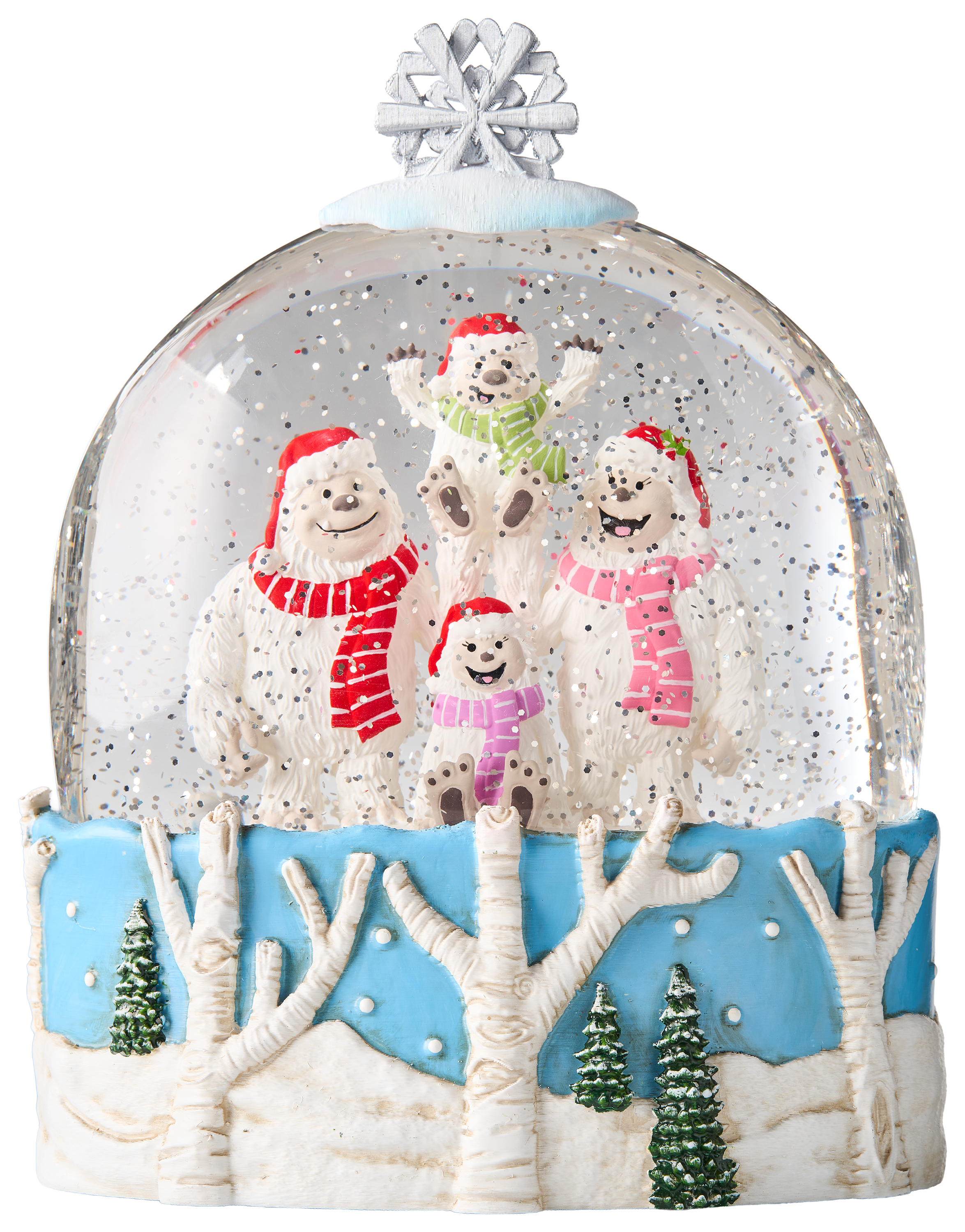 Bass Pro Shops Lighted Holiday Yeti Family Scene Spinning Water Globe with Timer