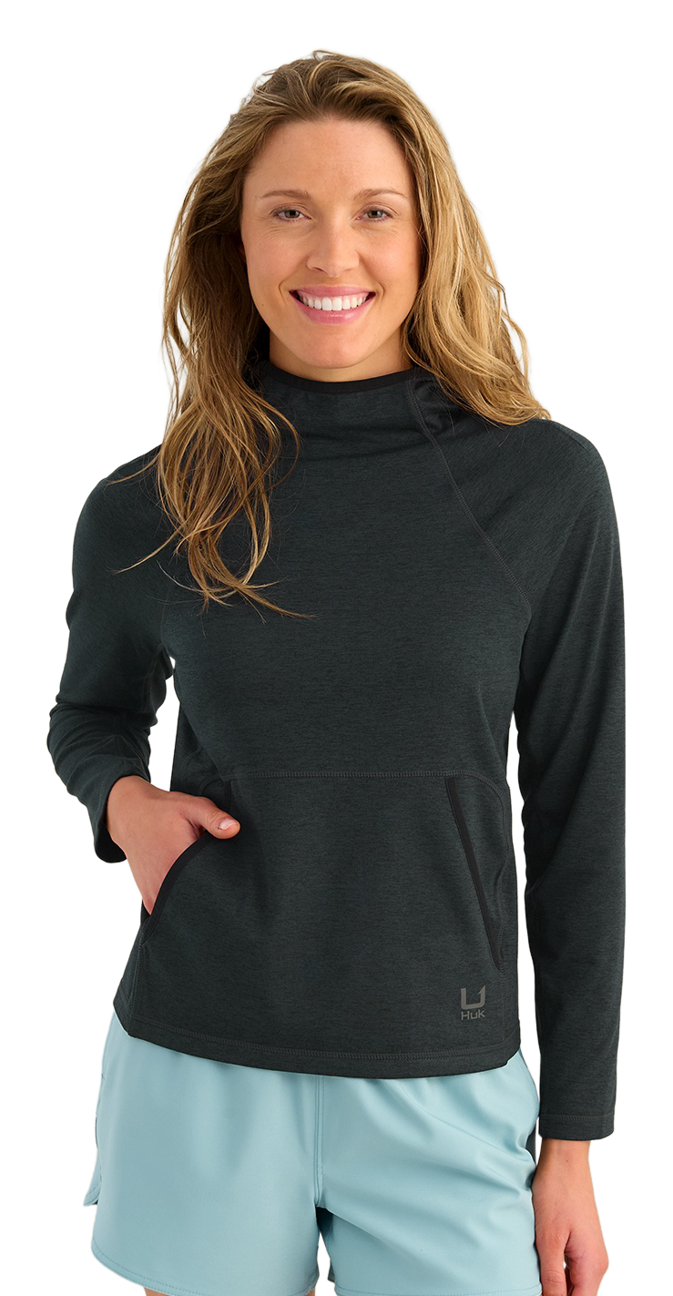 Huk Coldfront+ Fleece Hoodie - Black Heather