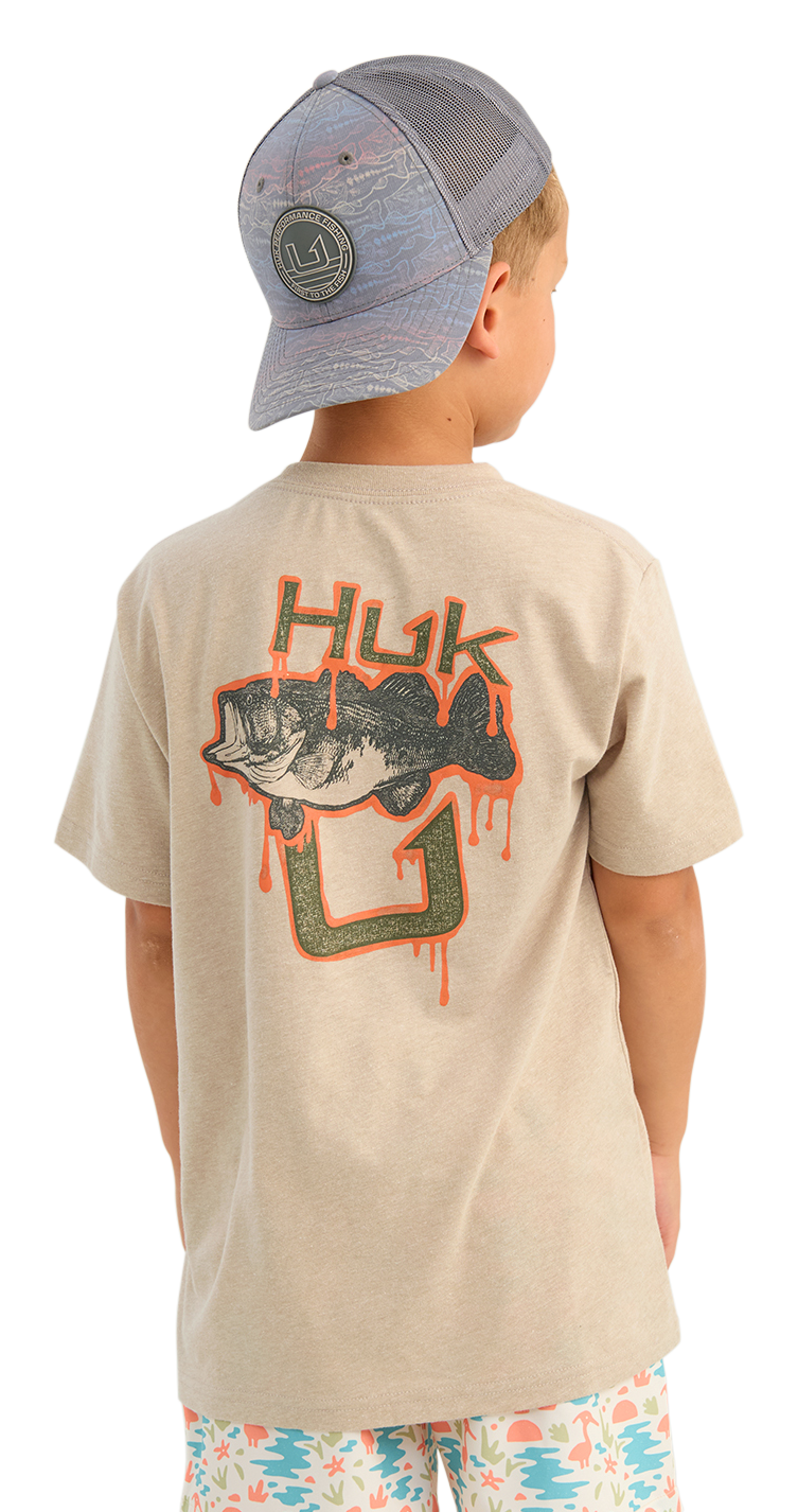 Huk Drip Short-Sleeve T-Shirt for Kids - River Rock Heather