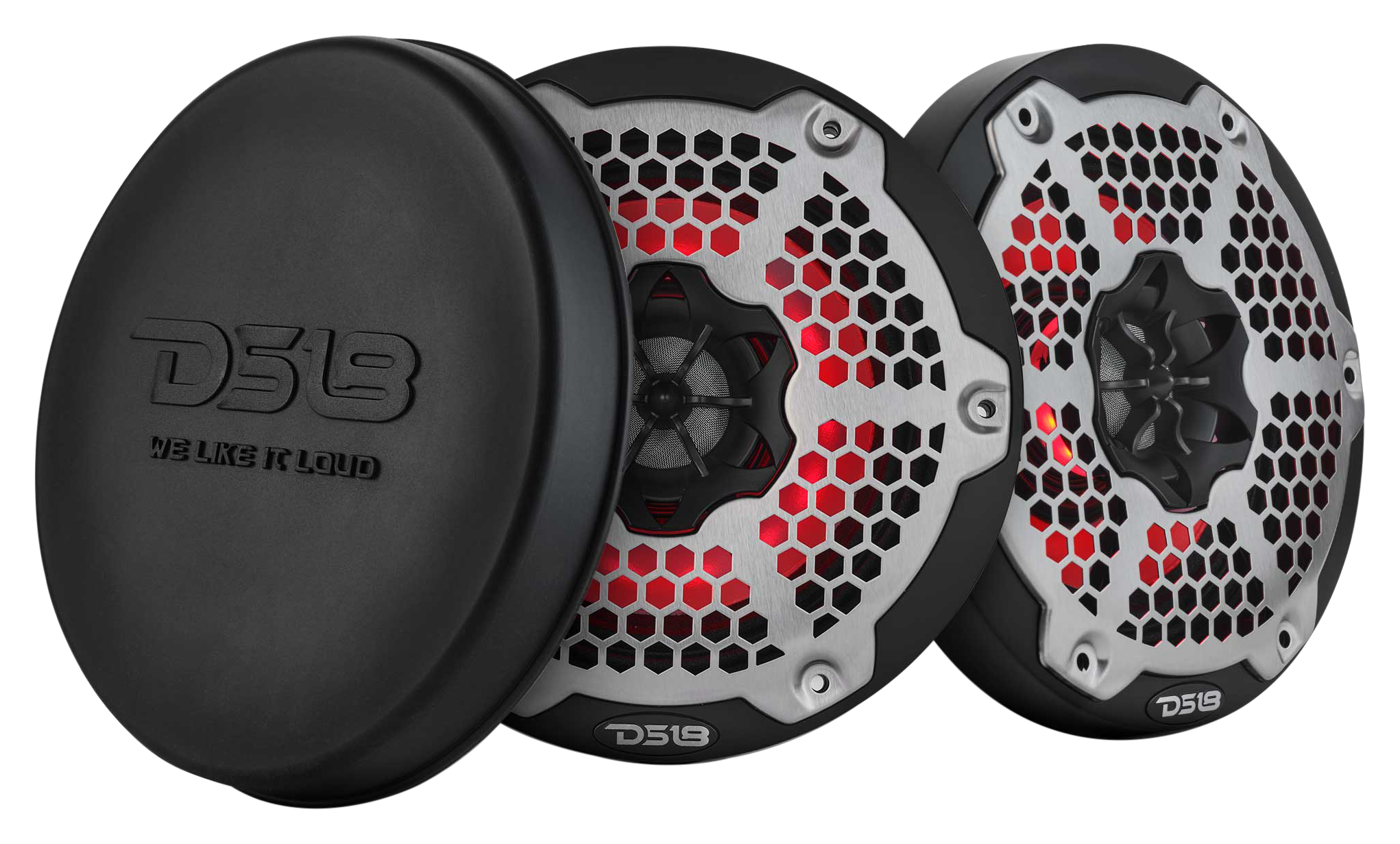 DS18 6.5" Marine 2-Way Hybrid Speaker with RGB LED, Compression Driver, and Neodymium Magnet - Black