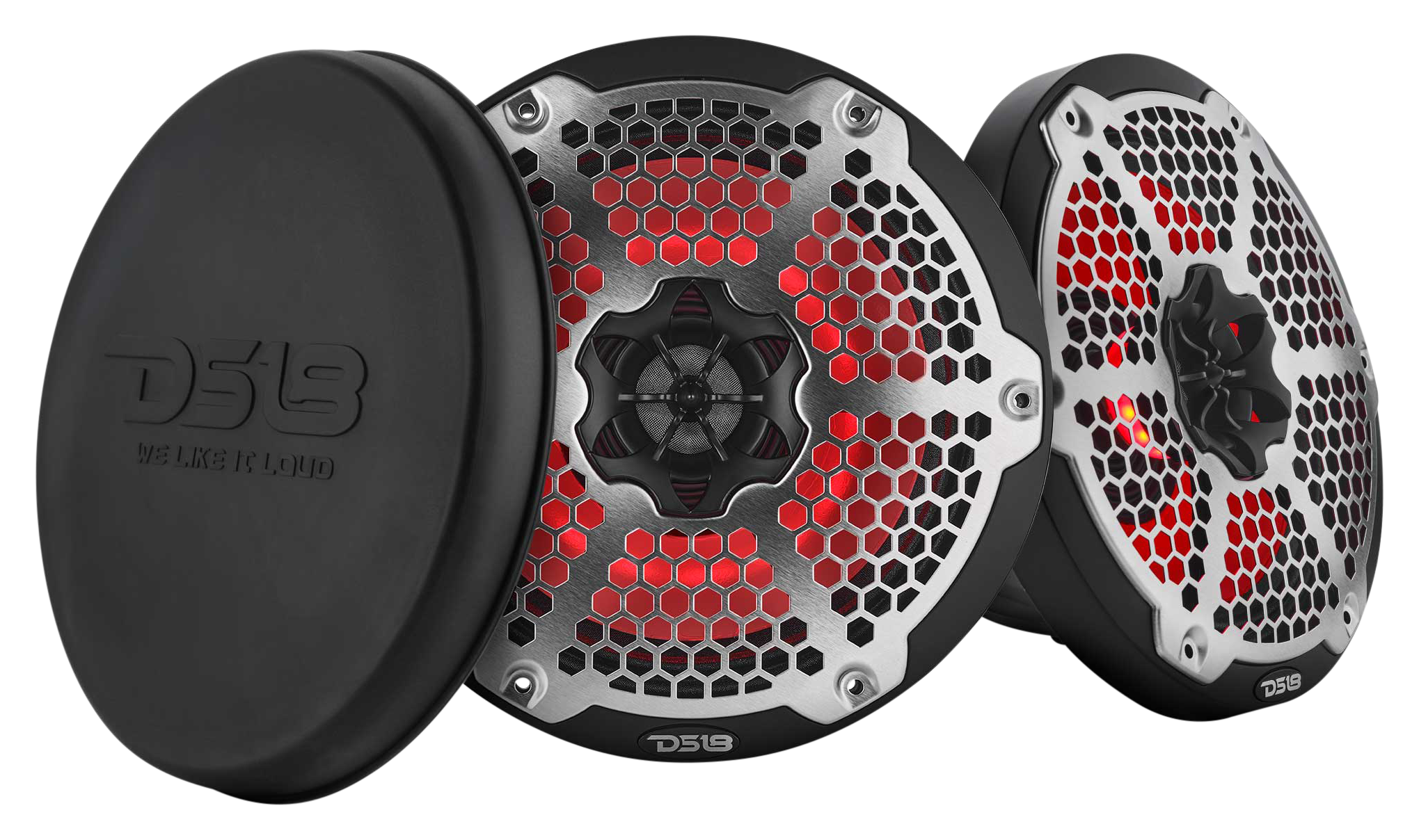 DS18 8" Marine 2-Way Hybrid Speaker with RGB LED, Compression Driver and Neodymium Magnet - Black