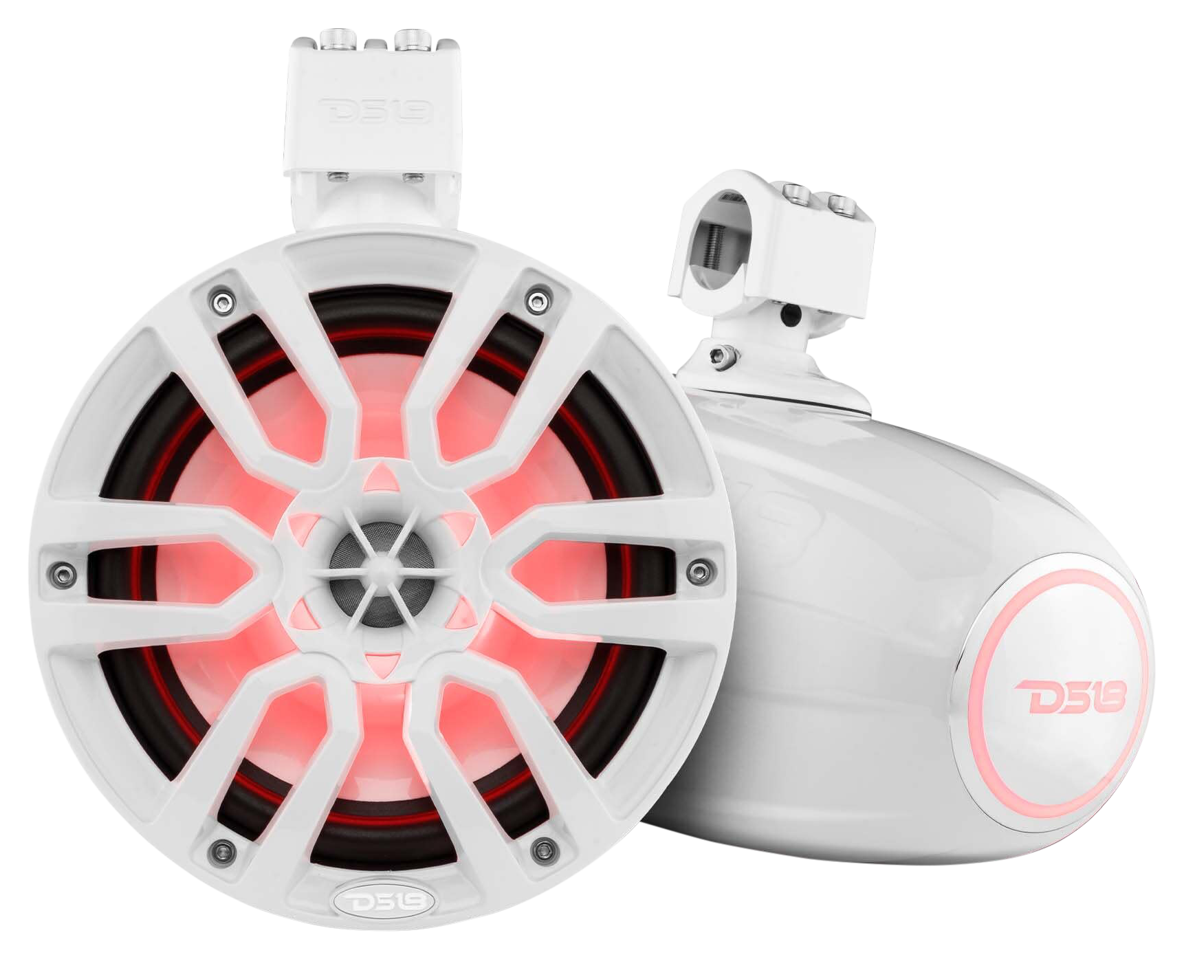 DS18 NXL 8" Marine Wakeboard Tower Speakers with Integrated RGB LED Lights - White