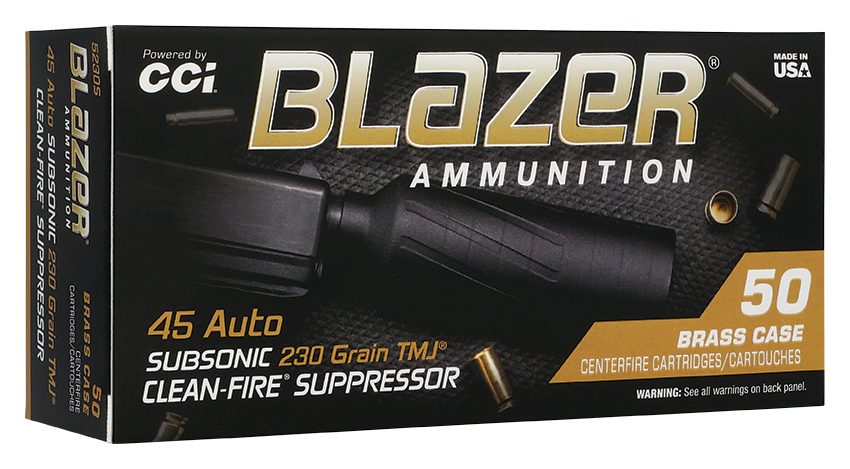 CCI CCI Blazer Clean-Fire Suppressor .45 ACP 230 Grain TMJ Subsonic Centerfire Handgun Ammo - $31.99 at Cabela's Program