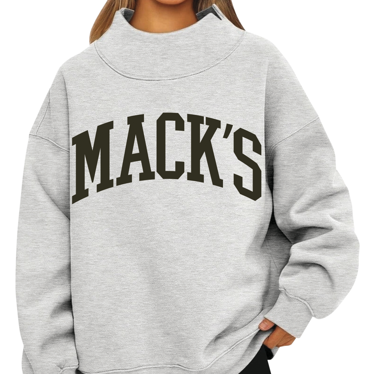 Mack's Prairie Wings Mack's Prairie Wings Initials Long-Sleeve Mock-Neck Sweatshirt - Grey - $69.99 at Cabela's Program