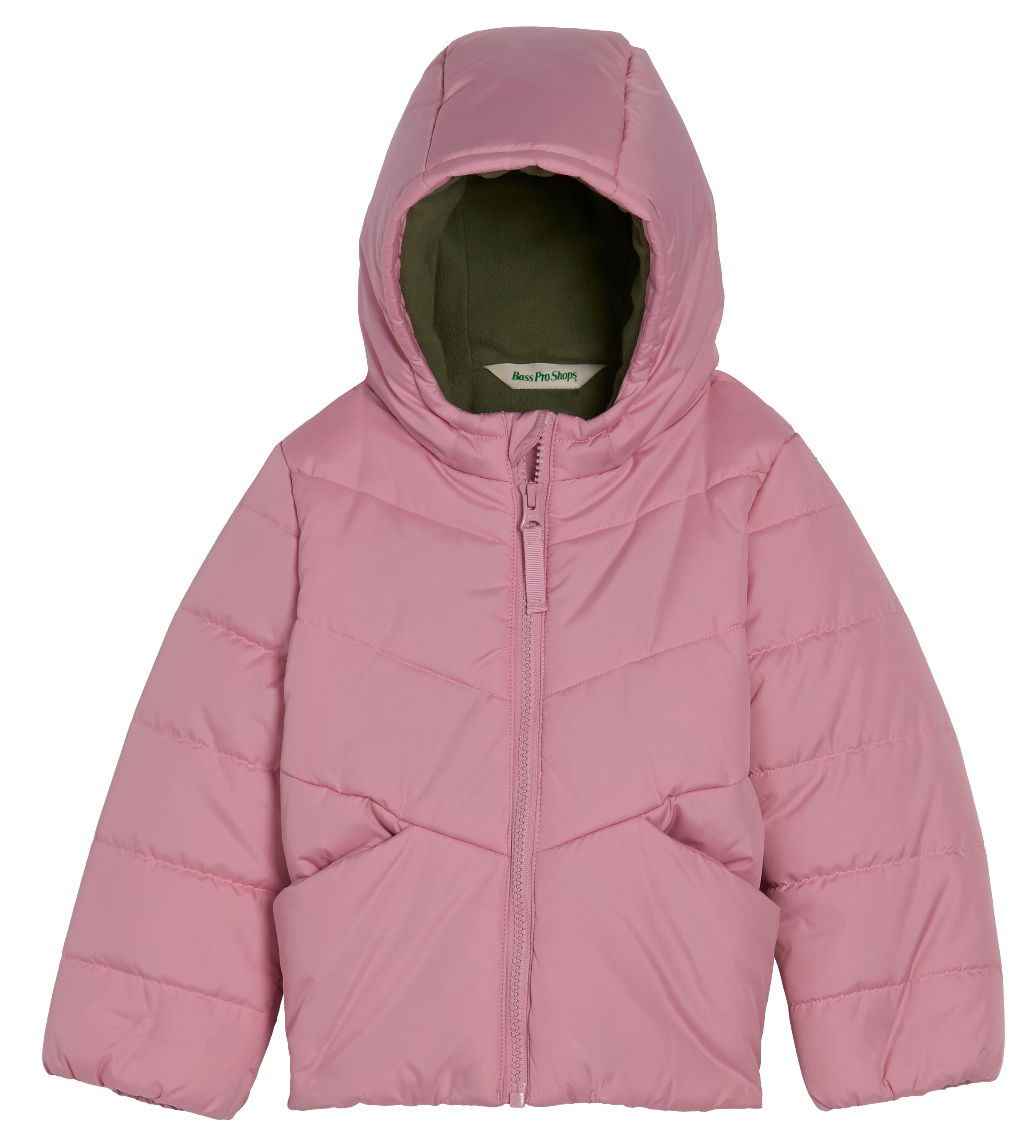 Bass Pro Shops Front-Pocket Puffer Jacket for Toddlers - Pink Nectar