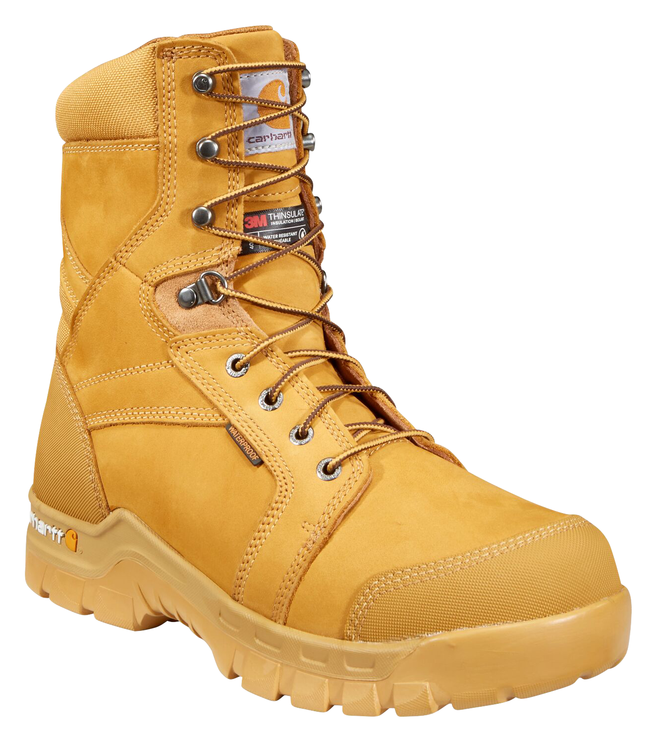 Image of Carhartt 8' Rugged Flex Wheat Insulated Waterproof Work Boots for Men - Wheat - 9.5M