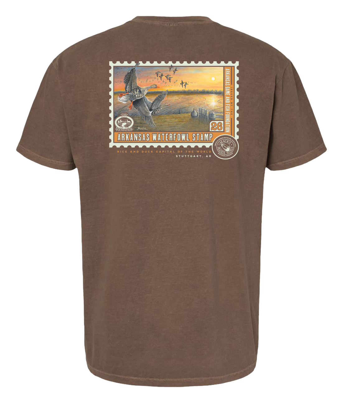 Mack's Prairie Wing Arkansas Waterfowl Duck Stamp Short-Sleeve T-Shirt - Espresso