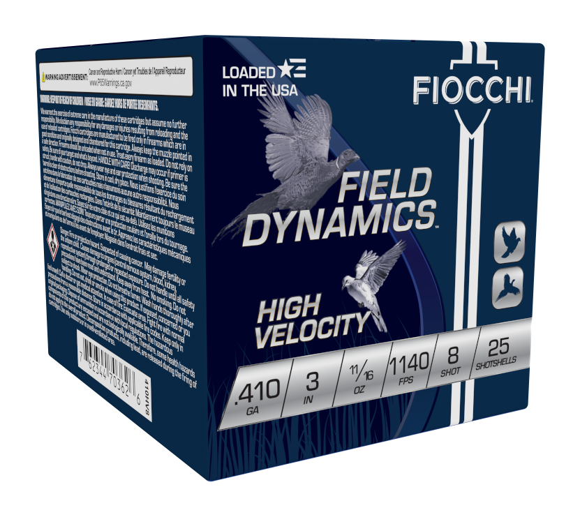 Fiocchi Field Dynamics High Velocity .410 Bore 3? 11/16 oz. Shotshells - #8 - 250 Rounds
