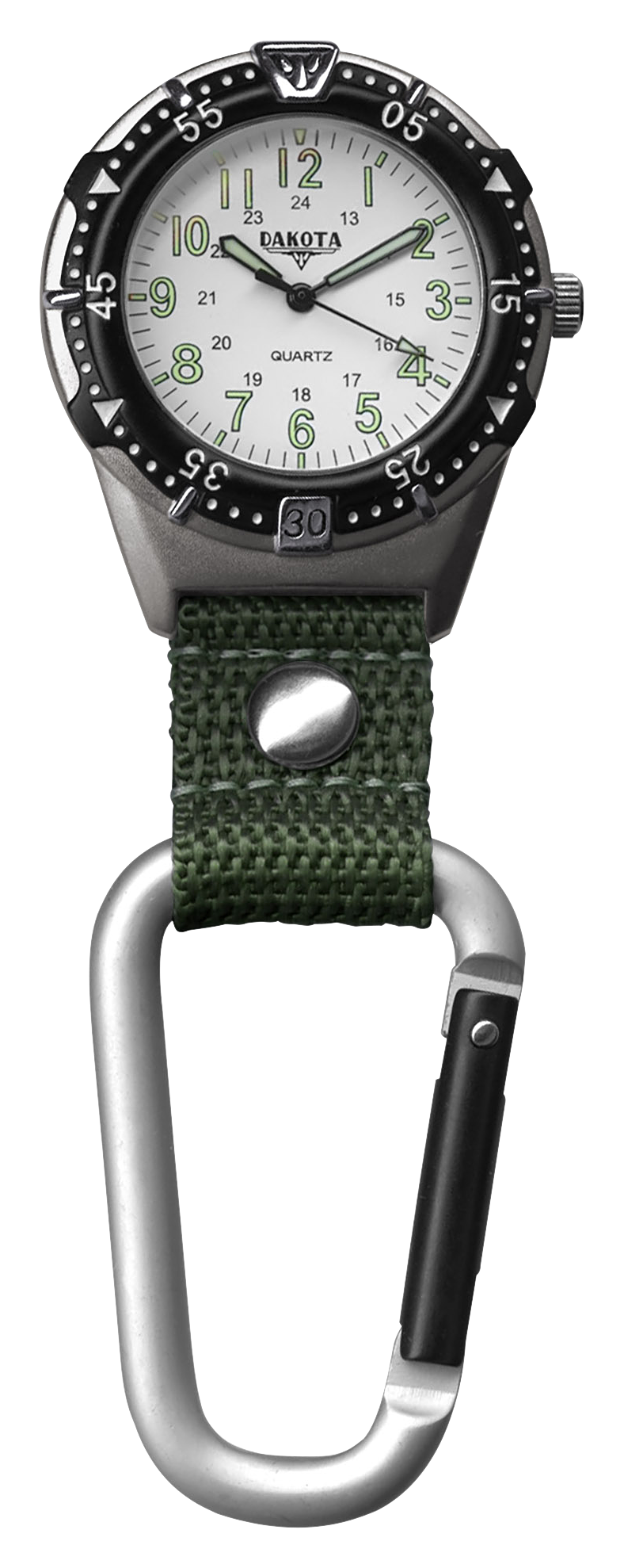 Dakota Aluminum Backpacker Clip Watch - Moss