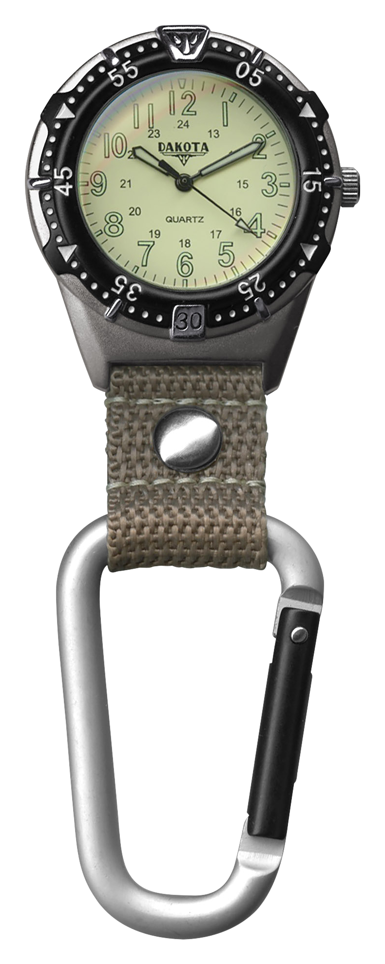 Dakota Aluminum Backpacker Clip Watch - Khaki