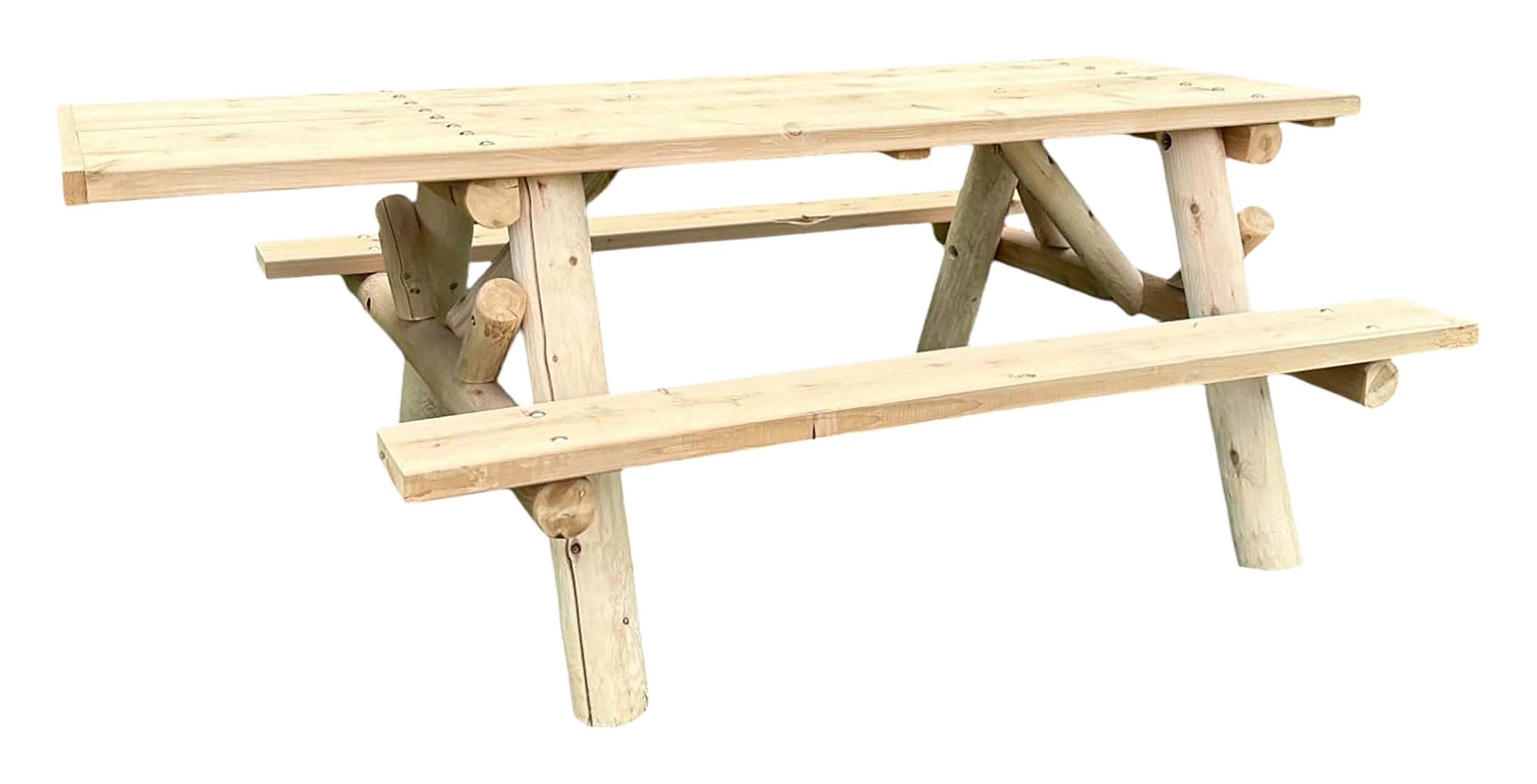 Lakeland Mills 6' ADA Cedar Log Picnic Table with Attached Benches