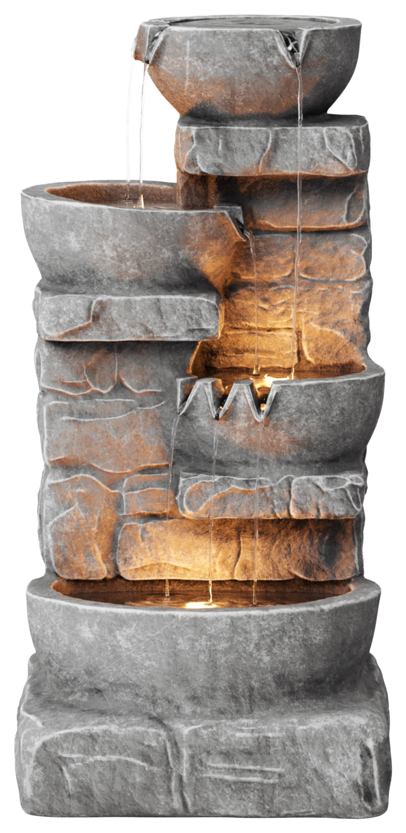 Teamson Home Teamson Home Cascading Bowls and Stacked Stones LED Outdoor Water Fountain - Gray - 33.25? - $249.99 at Cabela's Program