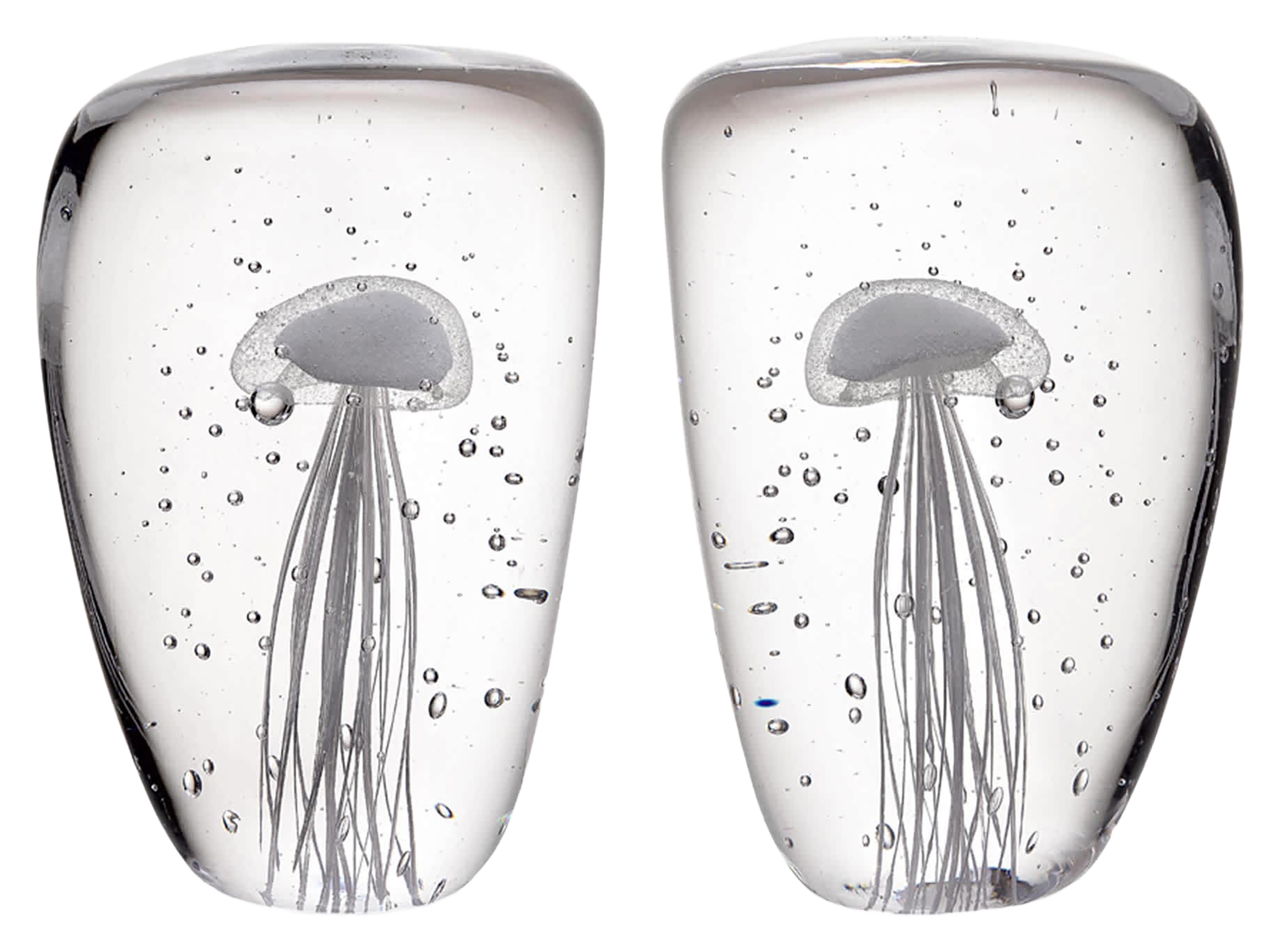 San Pacific International Art Glass Jellyfish Wedge Bookends - Clear